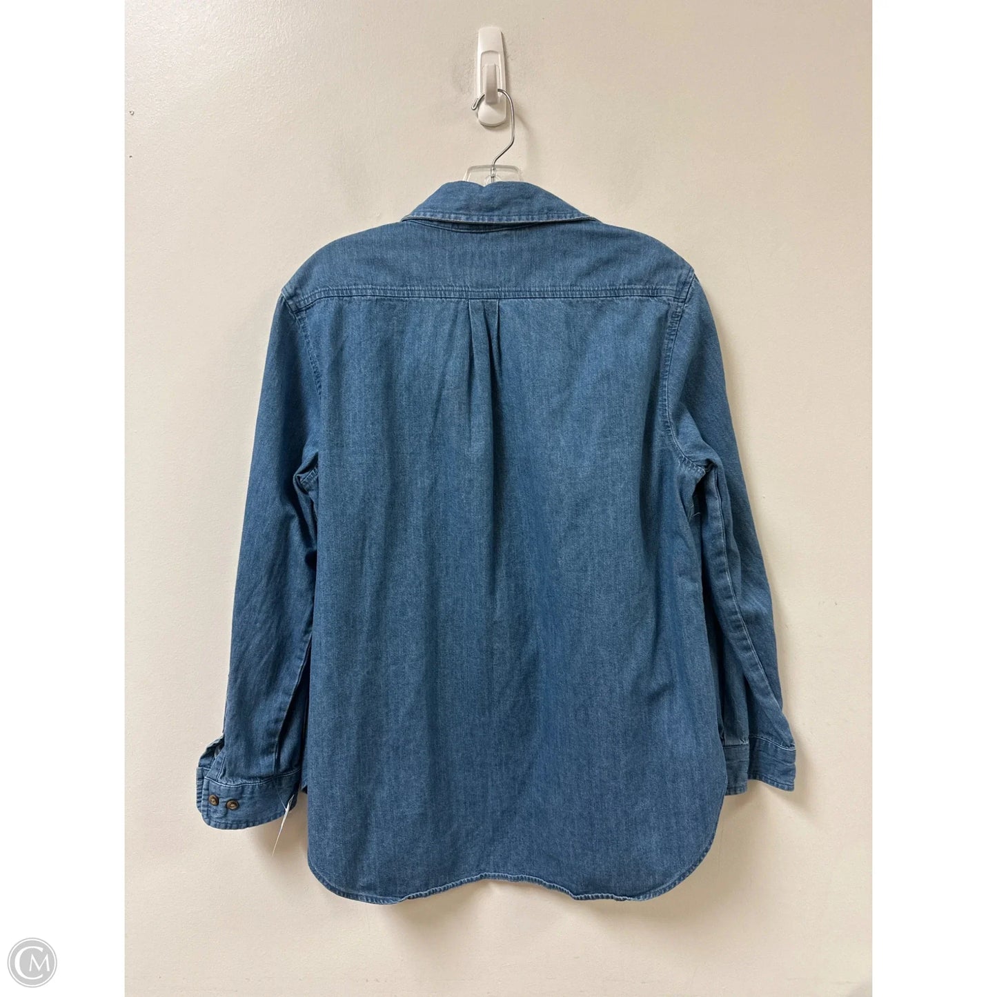 Blouse Long Sleeve By Ava & Viv In Blue Denim, Size: Xl