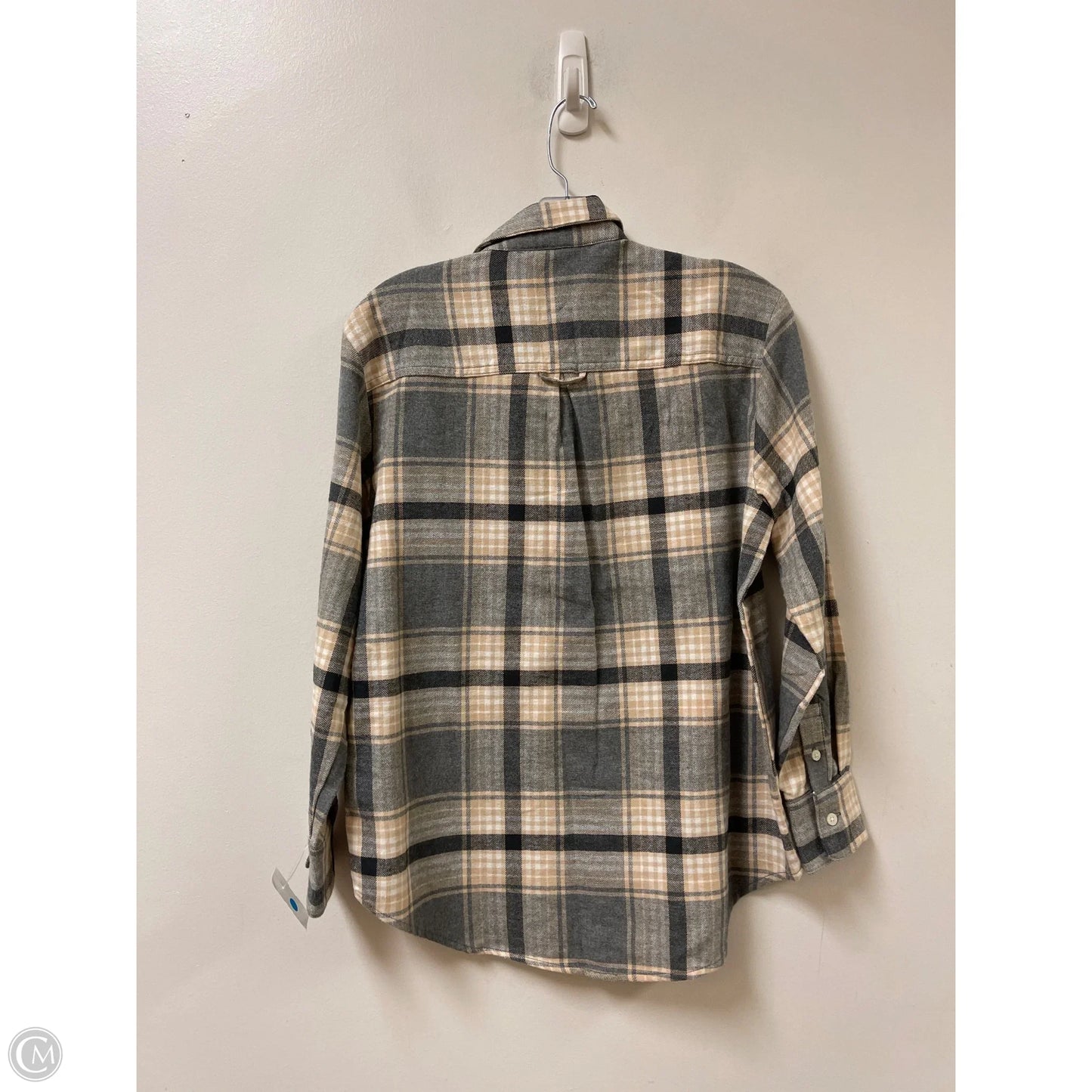 Blouse Long Sleeve By Old Navy In Cream & Grey, Size: Xs