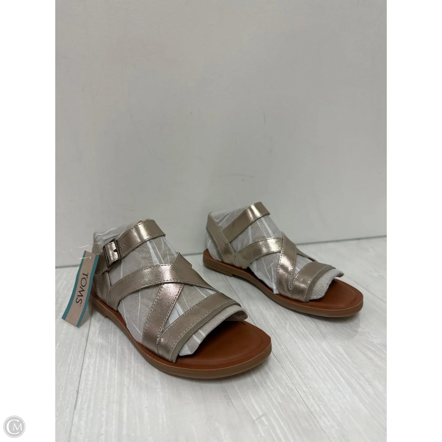 Sandals Flats By Toms In Silver, Size: 6