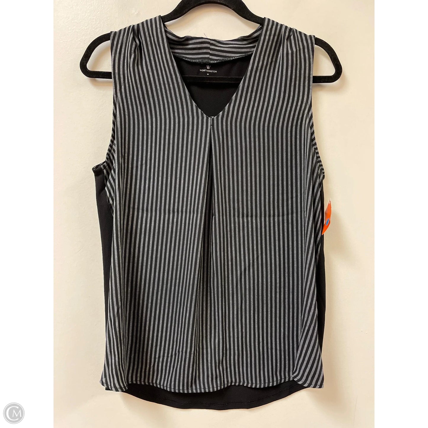 Top Sleeveless By Worthington In Black & White, Size: M
