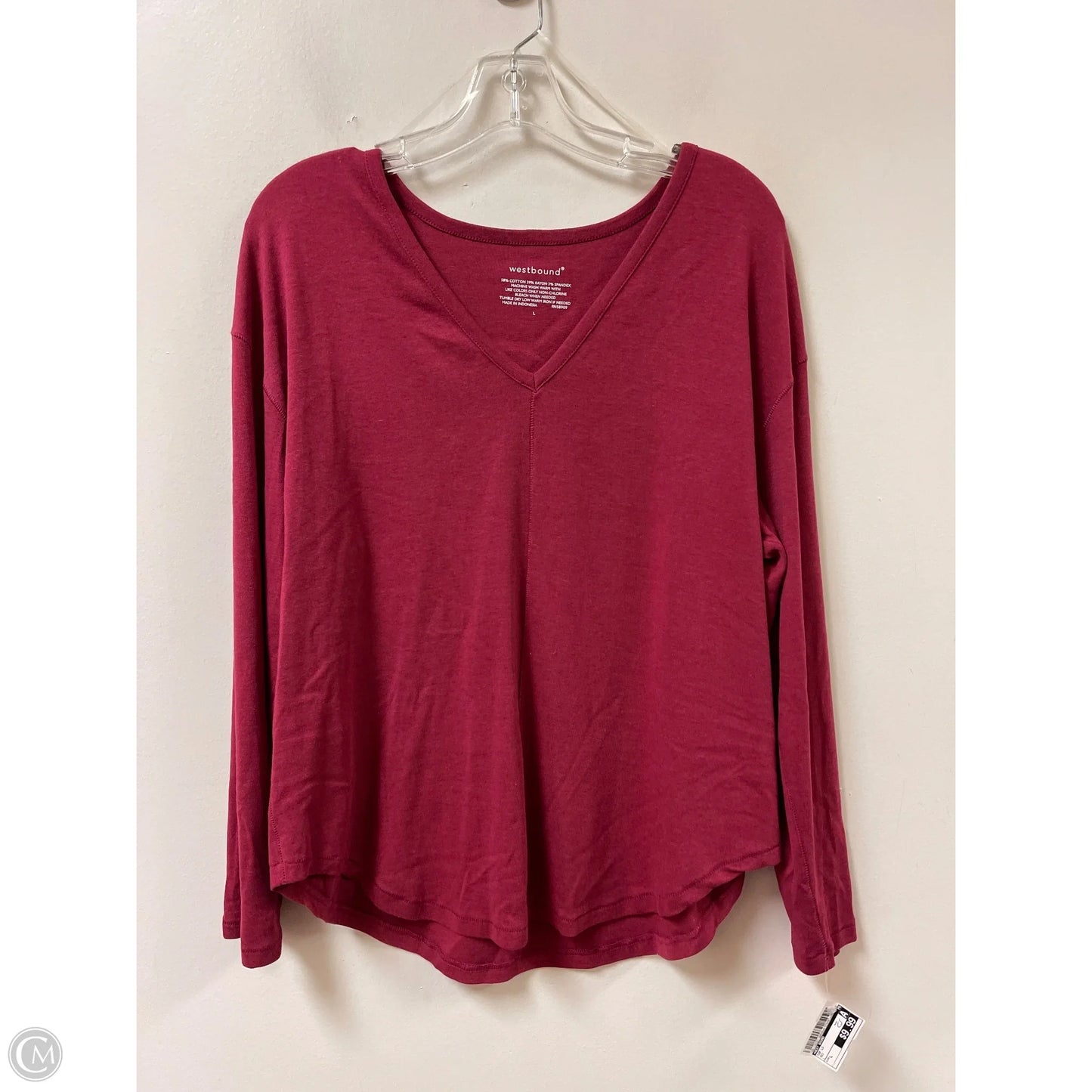 Top Long Sleeve By West Bound In Red, Size: L