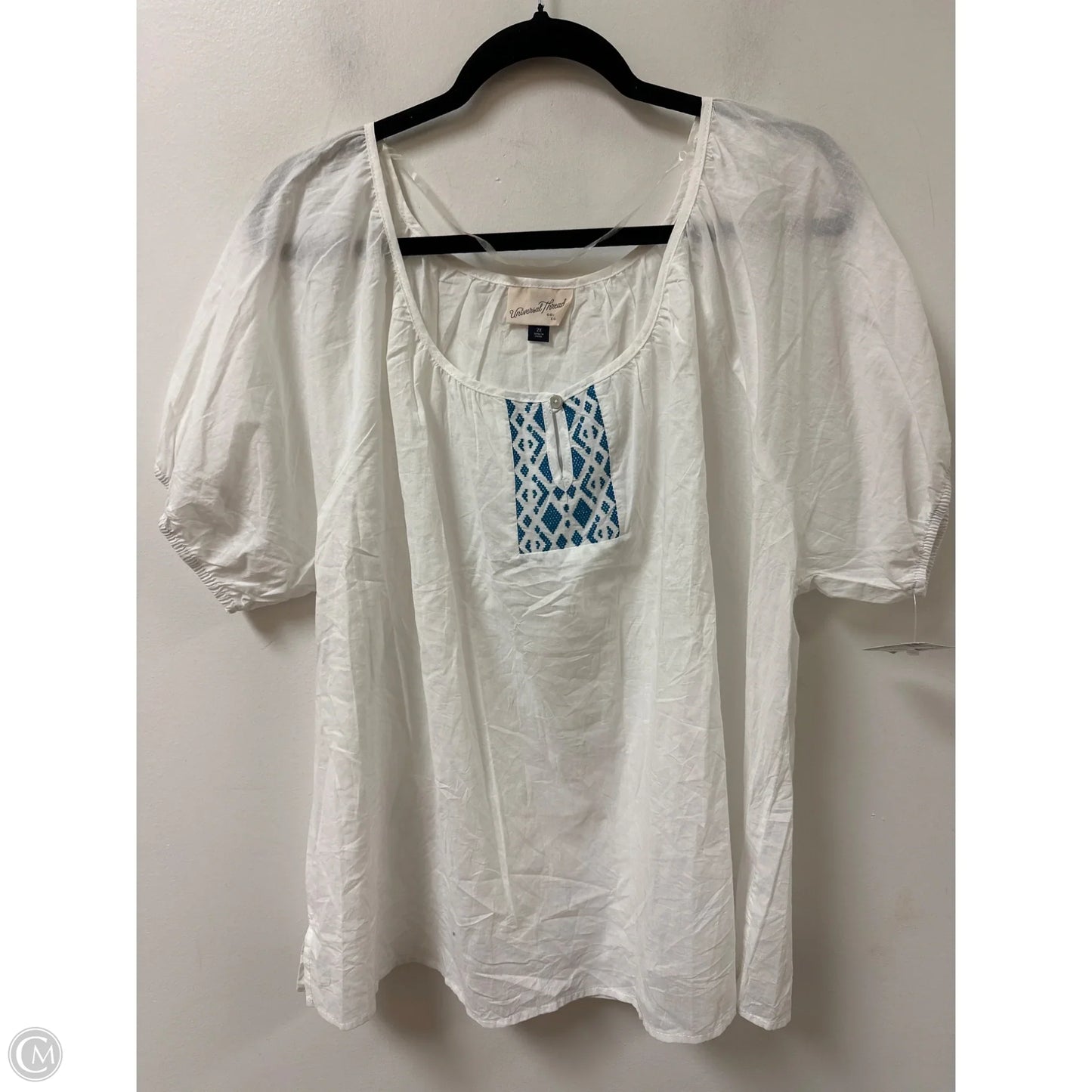 Top Short Sleeve By Universal Thread In Blue & White, Size: 2x