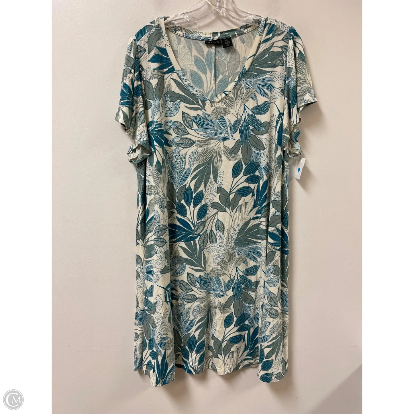 Dress Casual Midi By Tahari By Arthur Levine In Green & Tan, Size: 2x