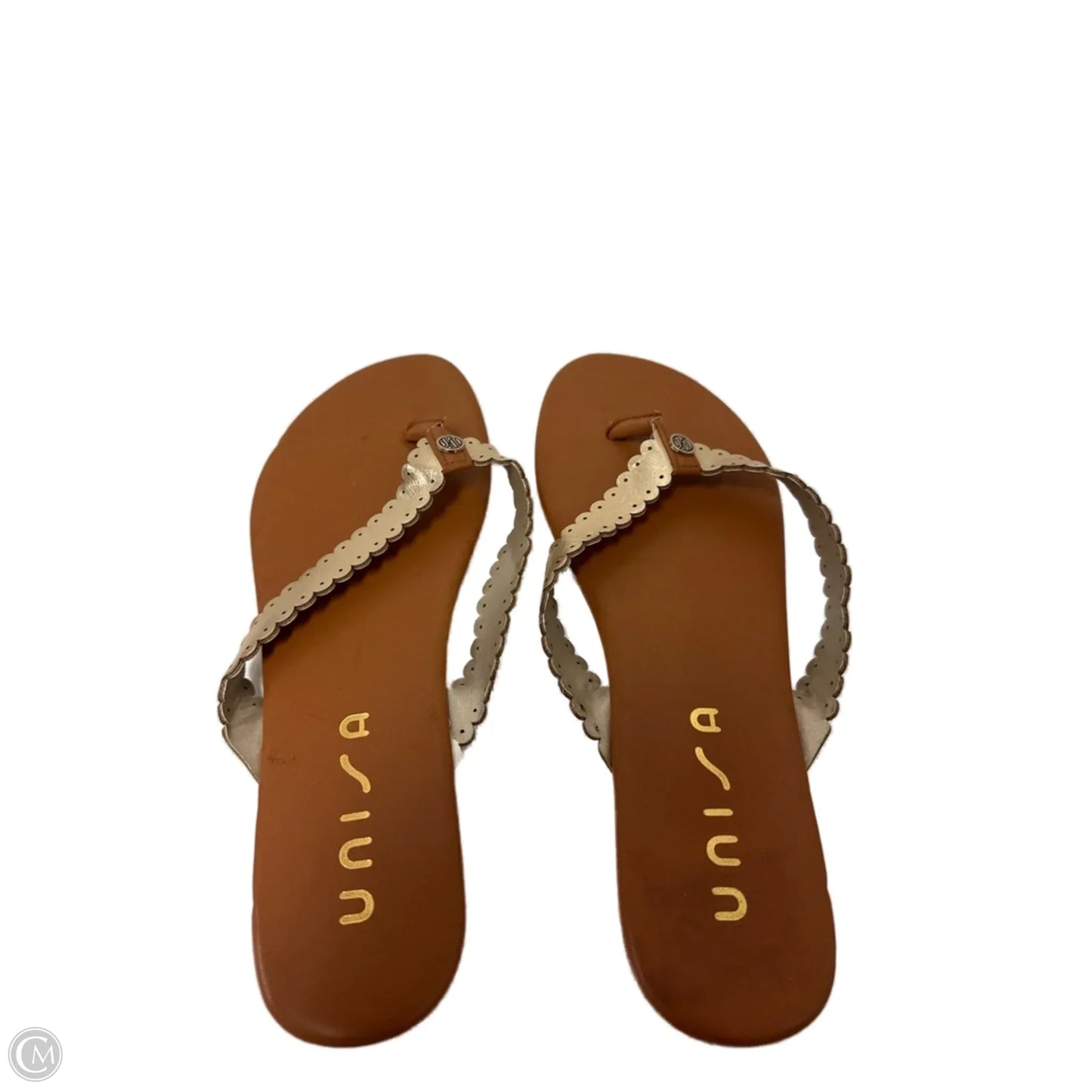 Sandals Flip Flops By Unisa In Gold, Size: 11