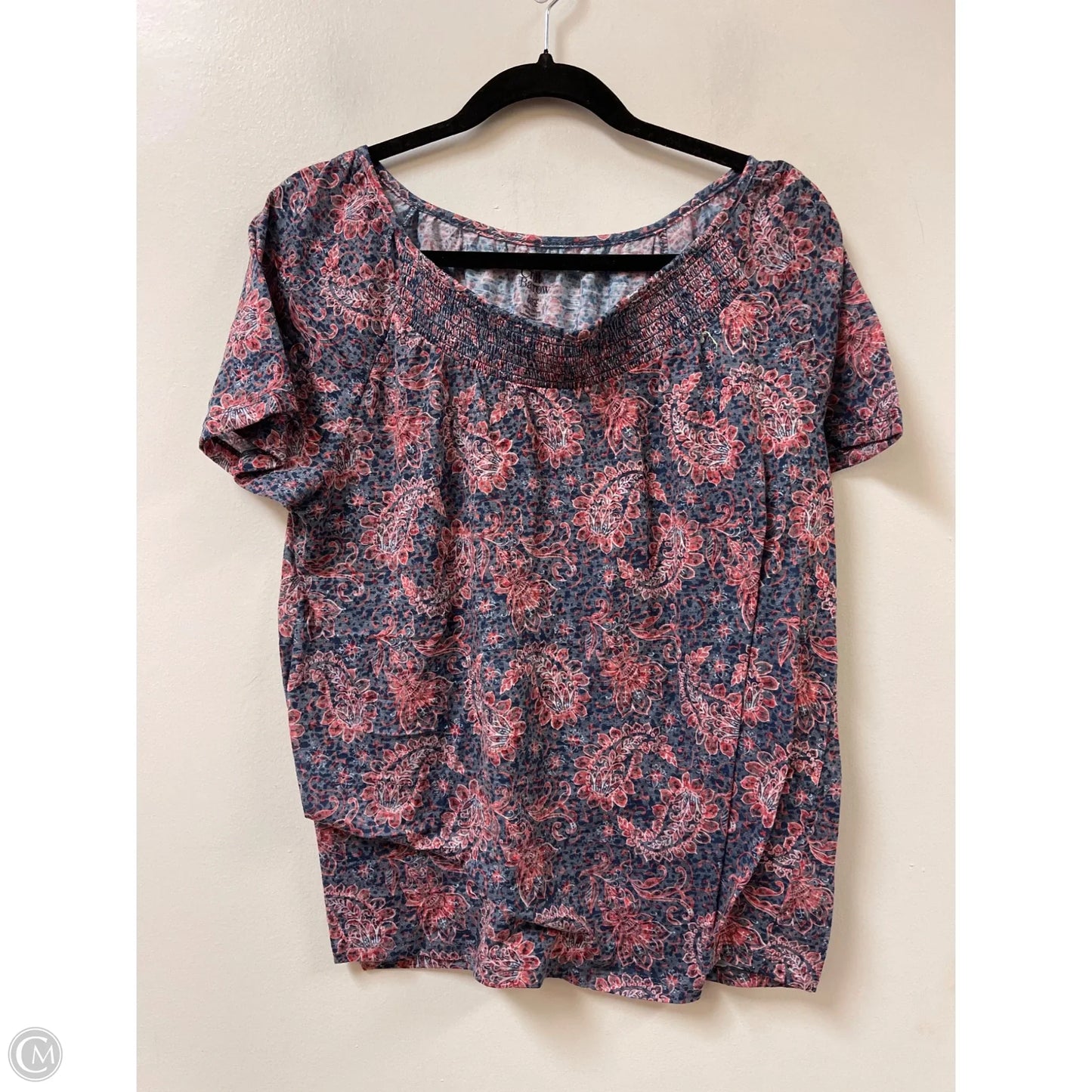 Top Short Sleeve By Croft And Barrow In Blue & Red, Size: L