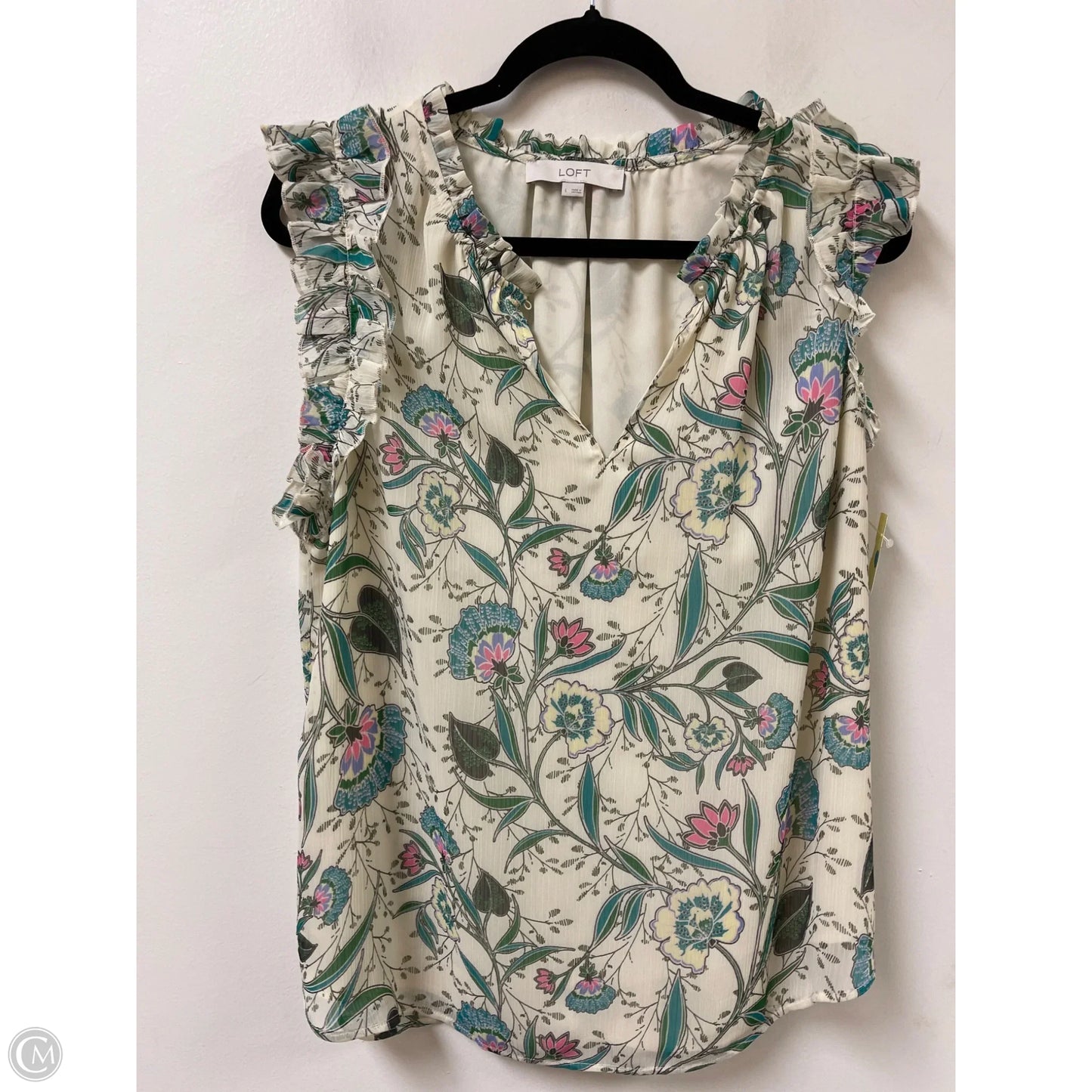 Top Sleeveless By Loft In Floral Print, Size: L