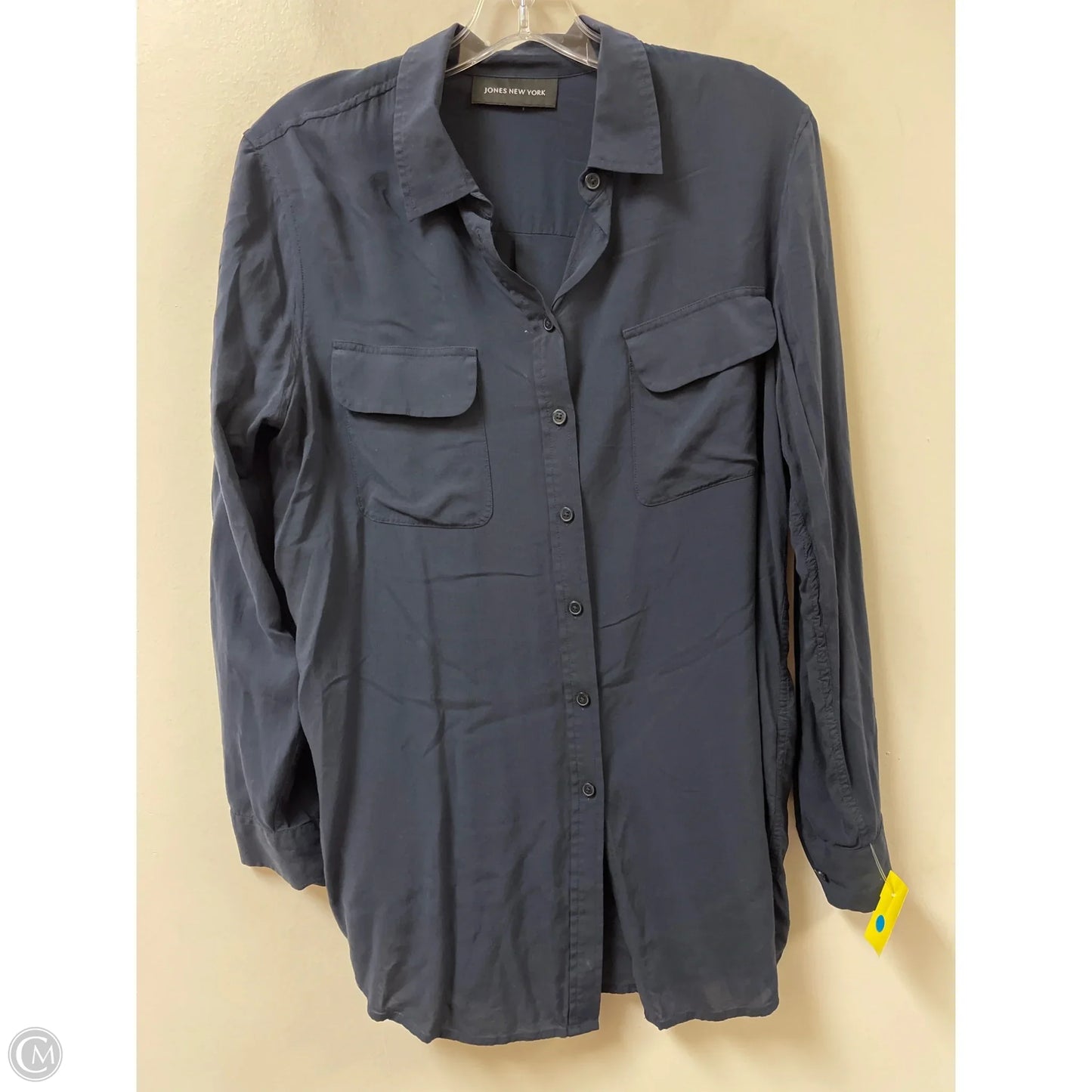 Blouse Long Sleeve By Jones New York In Navy, Size: L