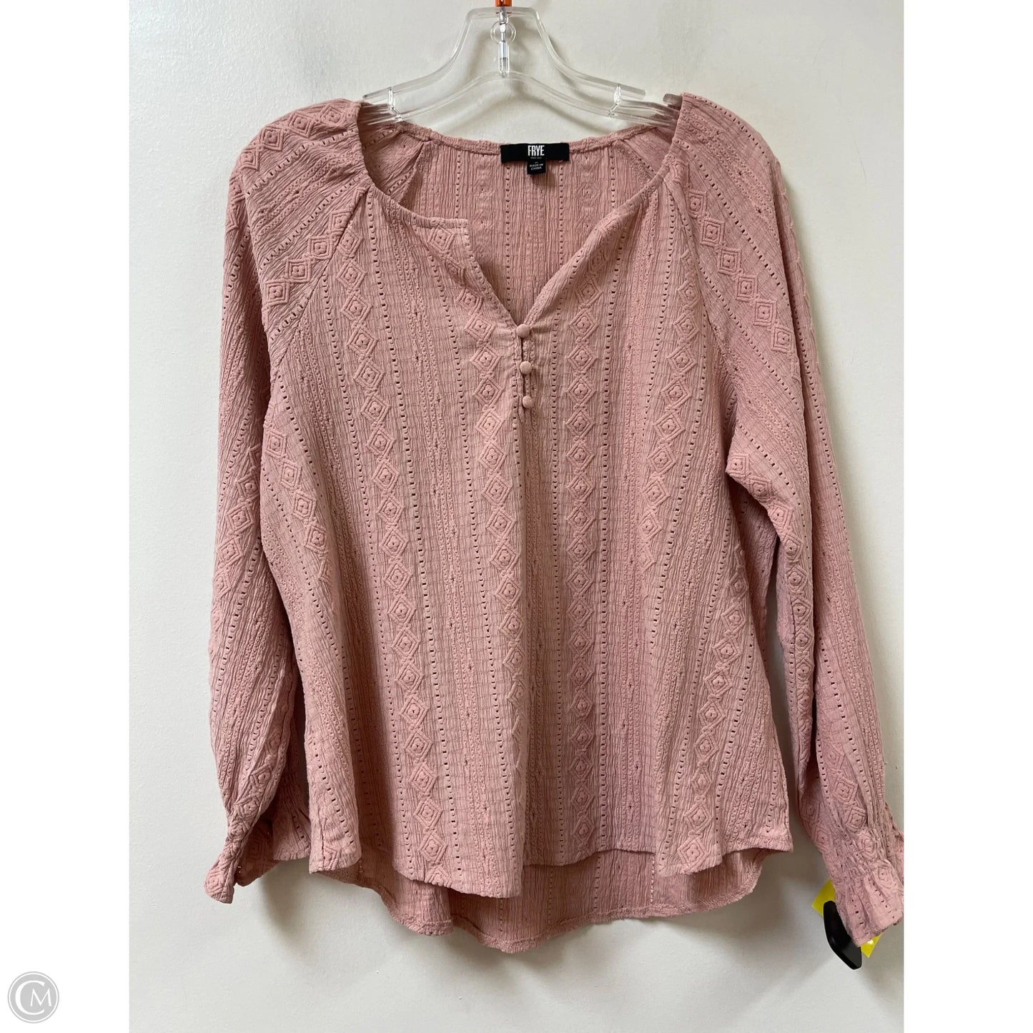 Top Long Sleeve Designer By Frye In Pink, Size: S