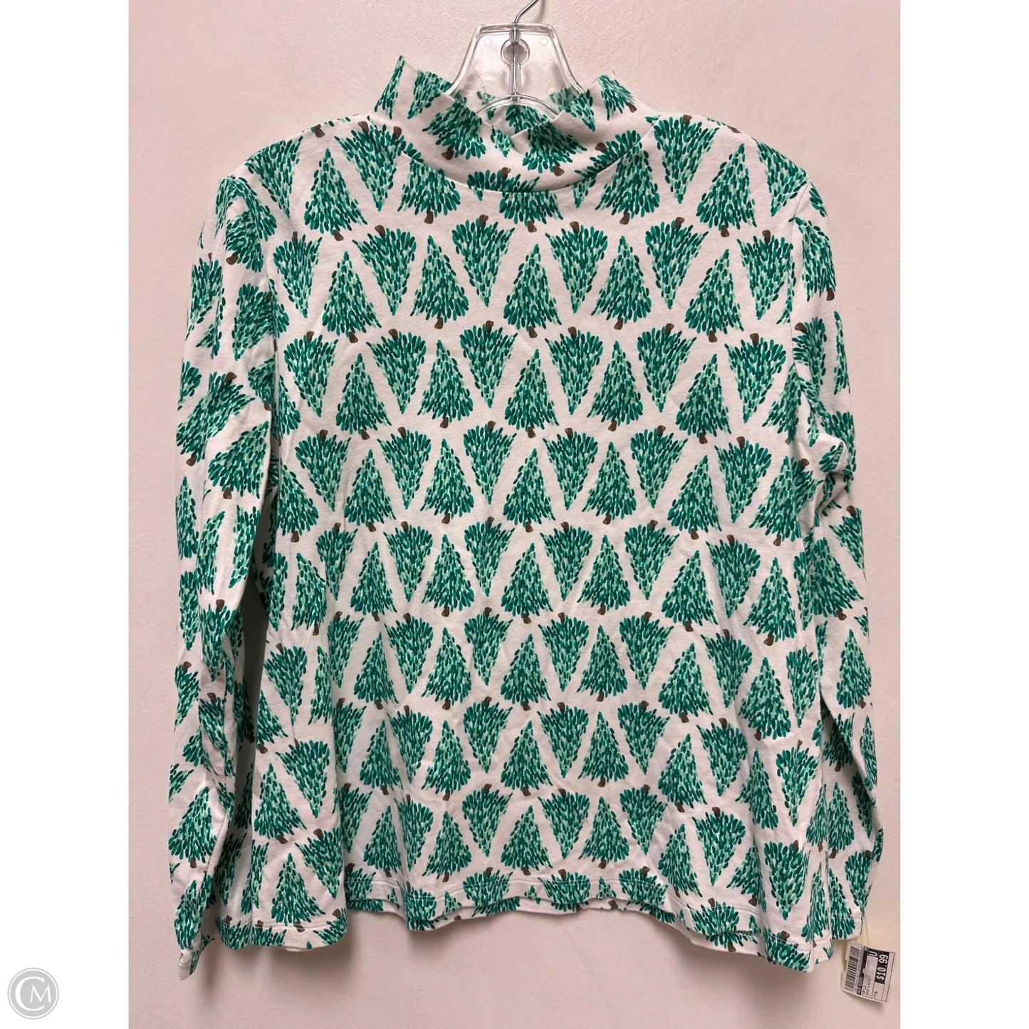 Top Long Sleeve By Kim Rogers In Green & White, Size: M