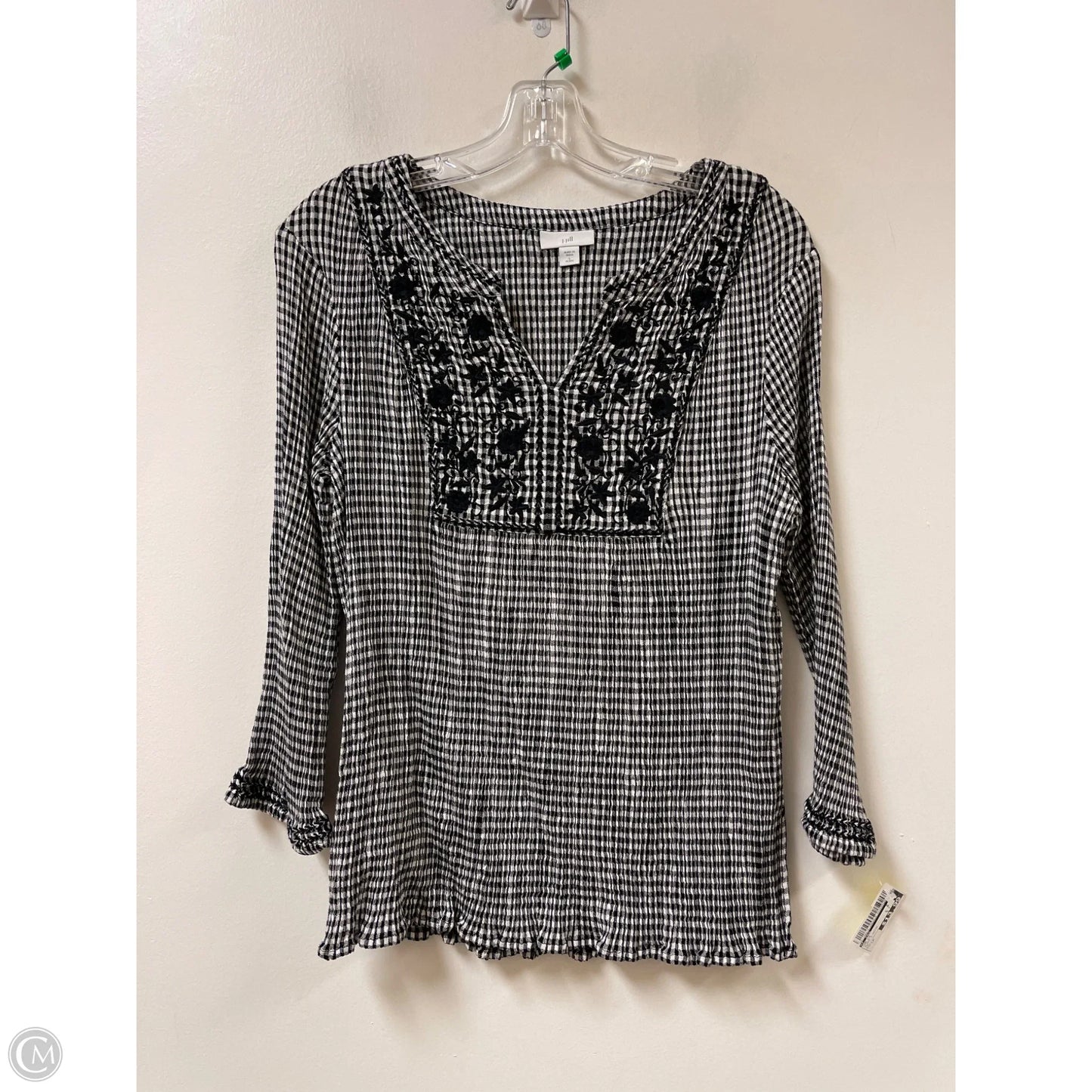 Top Long Sleeve By J. Jill In Black & White, Size: Lp