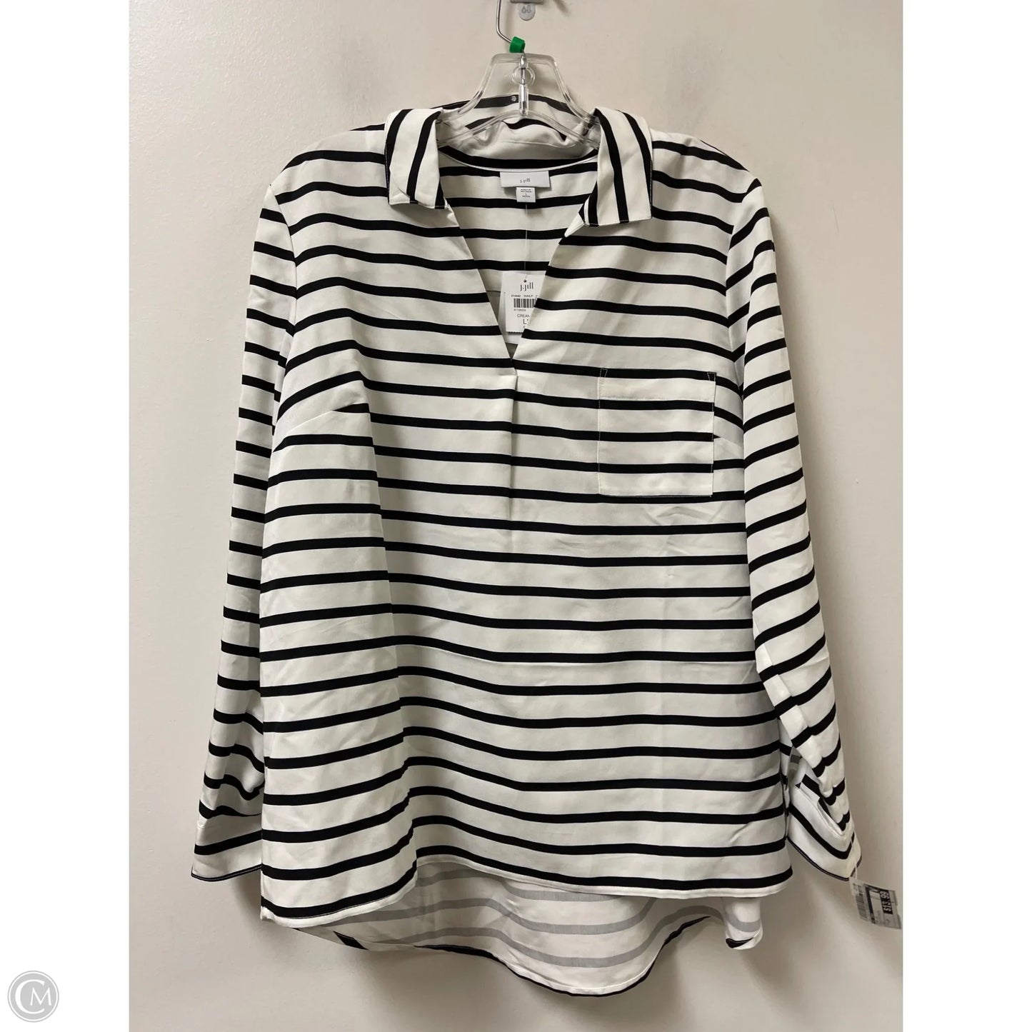 Top Long Sleeve By J. Jill In Black & White, Size: Lp