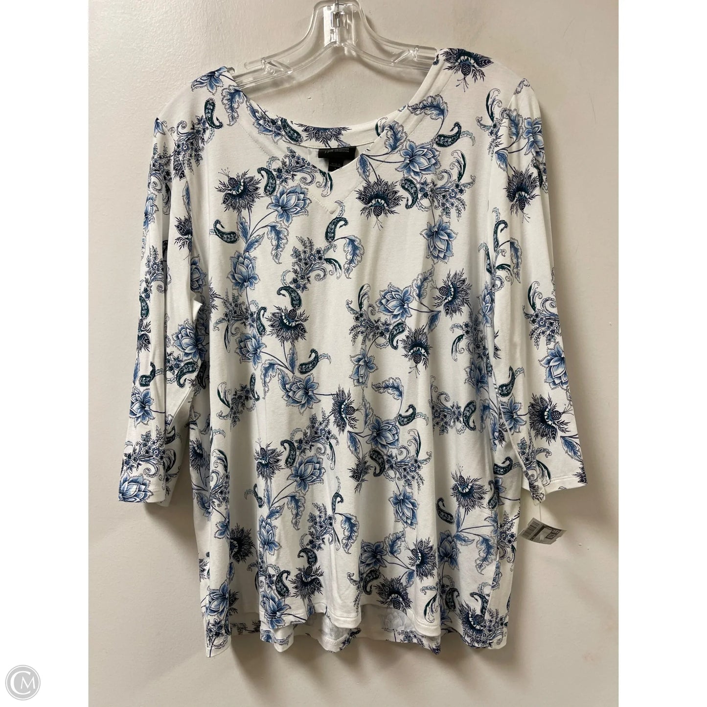 Top Long Sleeve By J. Jill In Blue & White, Size: L