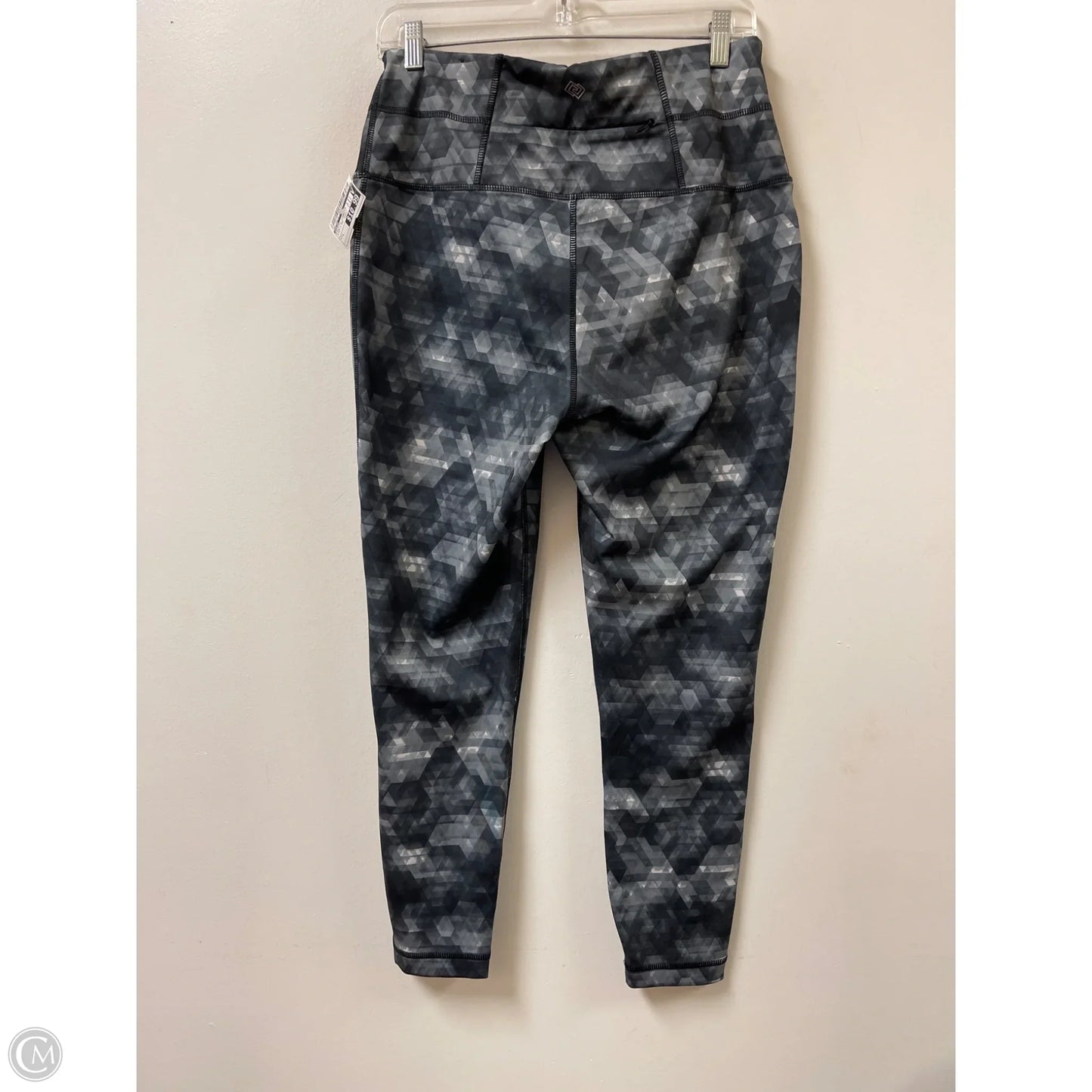 Athletic Leggings By Zelos In Black & Grey, Size: L