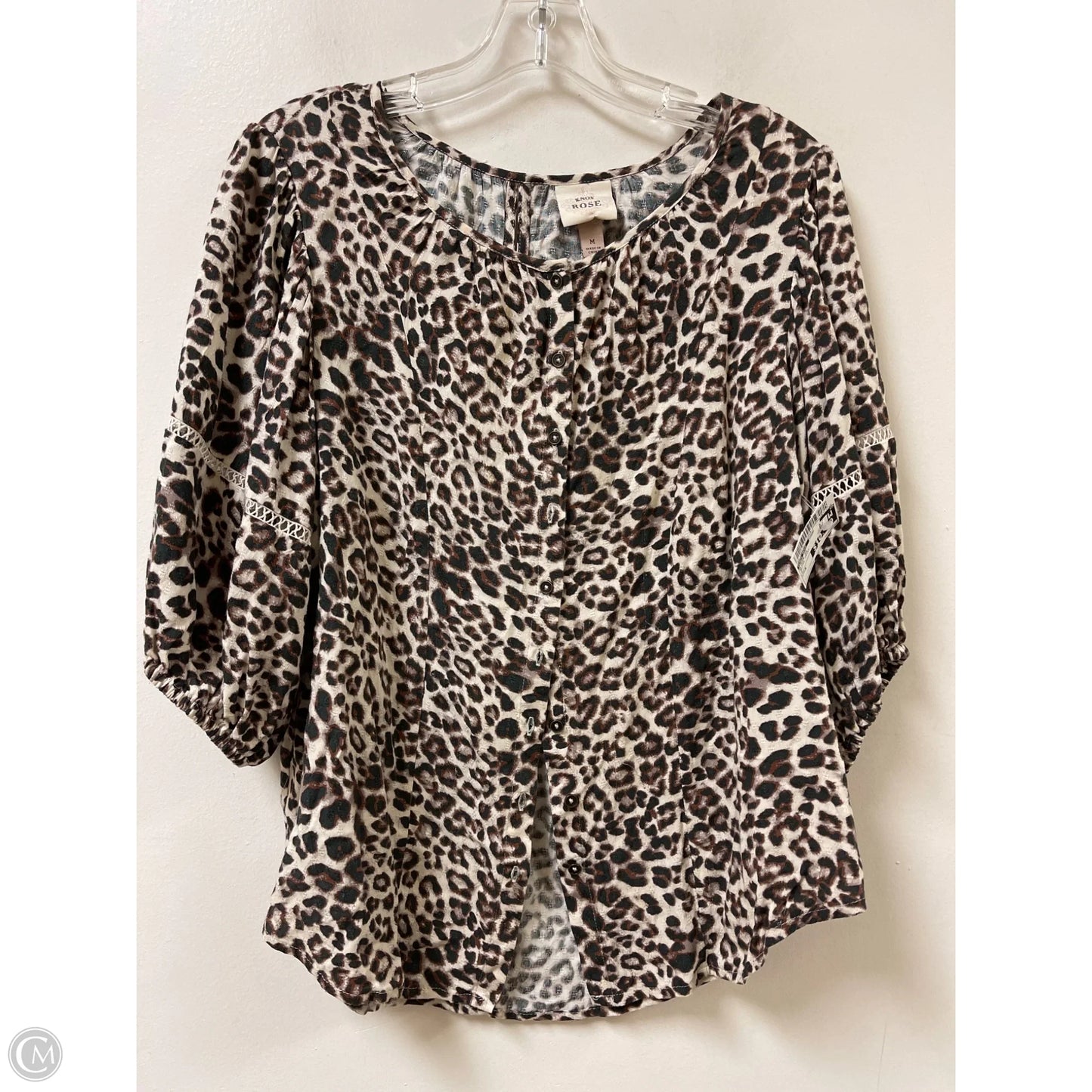 Blouse Short Sleeve By Knox Rose In Animal Print, Size: M
