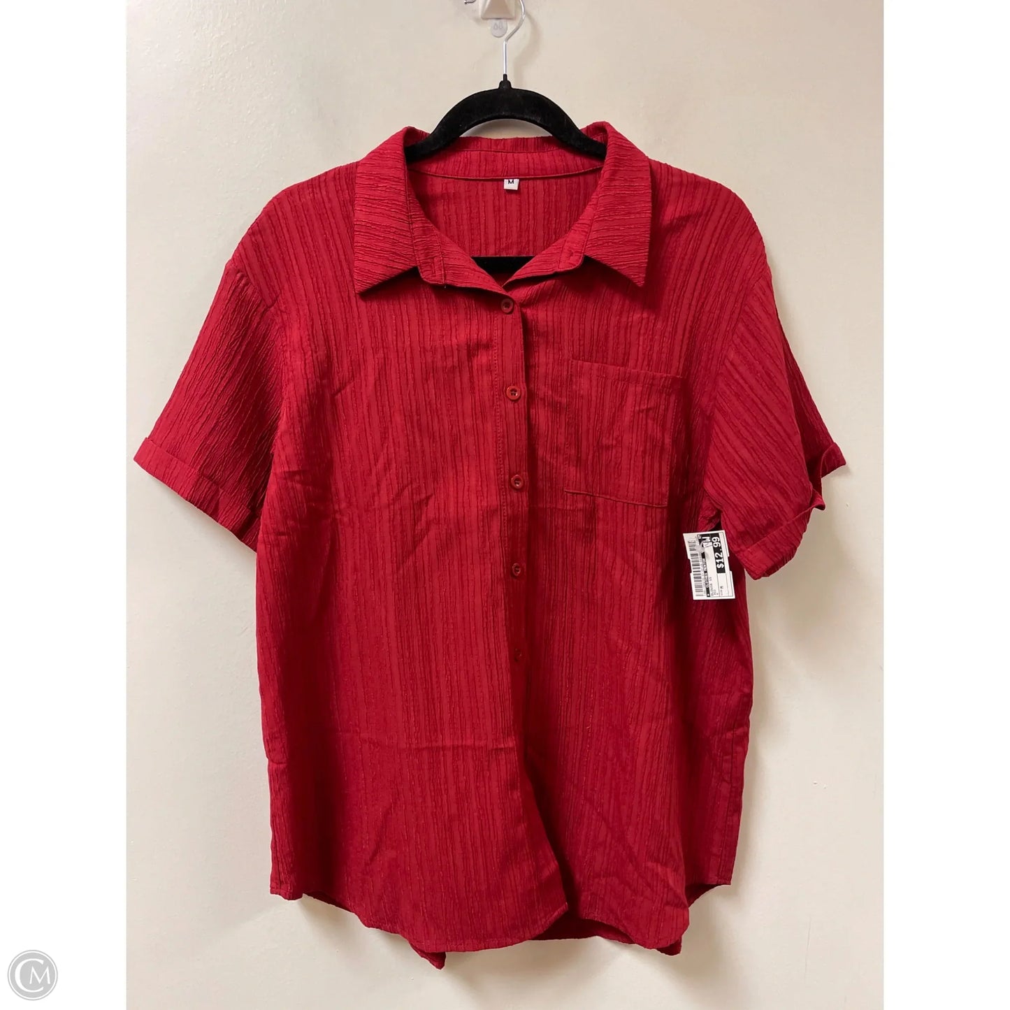 Blouse Short Sleeve By Clothes Mentor In Red, Size: M