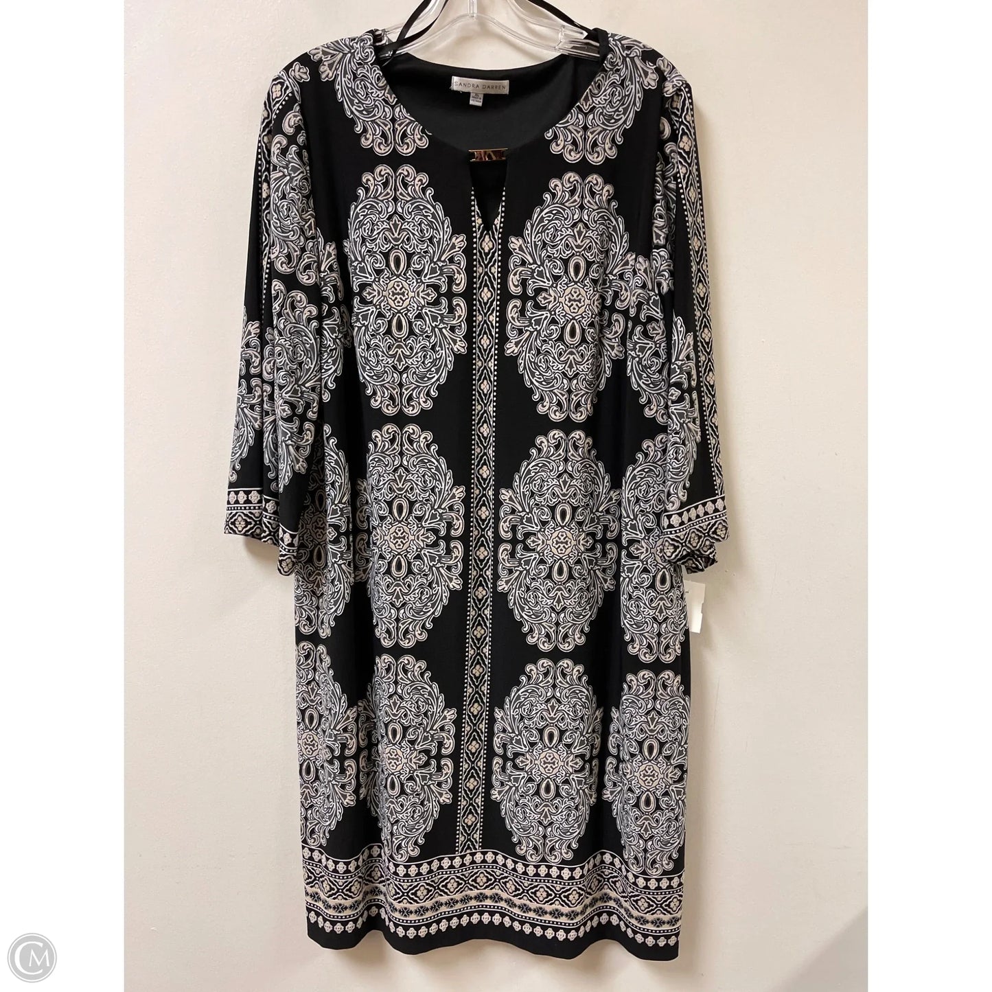 Dress Casual Midi By Sandra Darren In Black & Cream, Size: Xl
