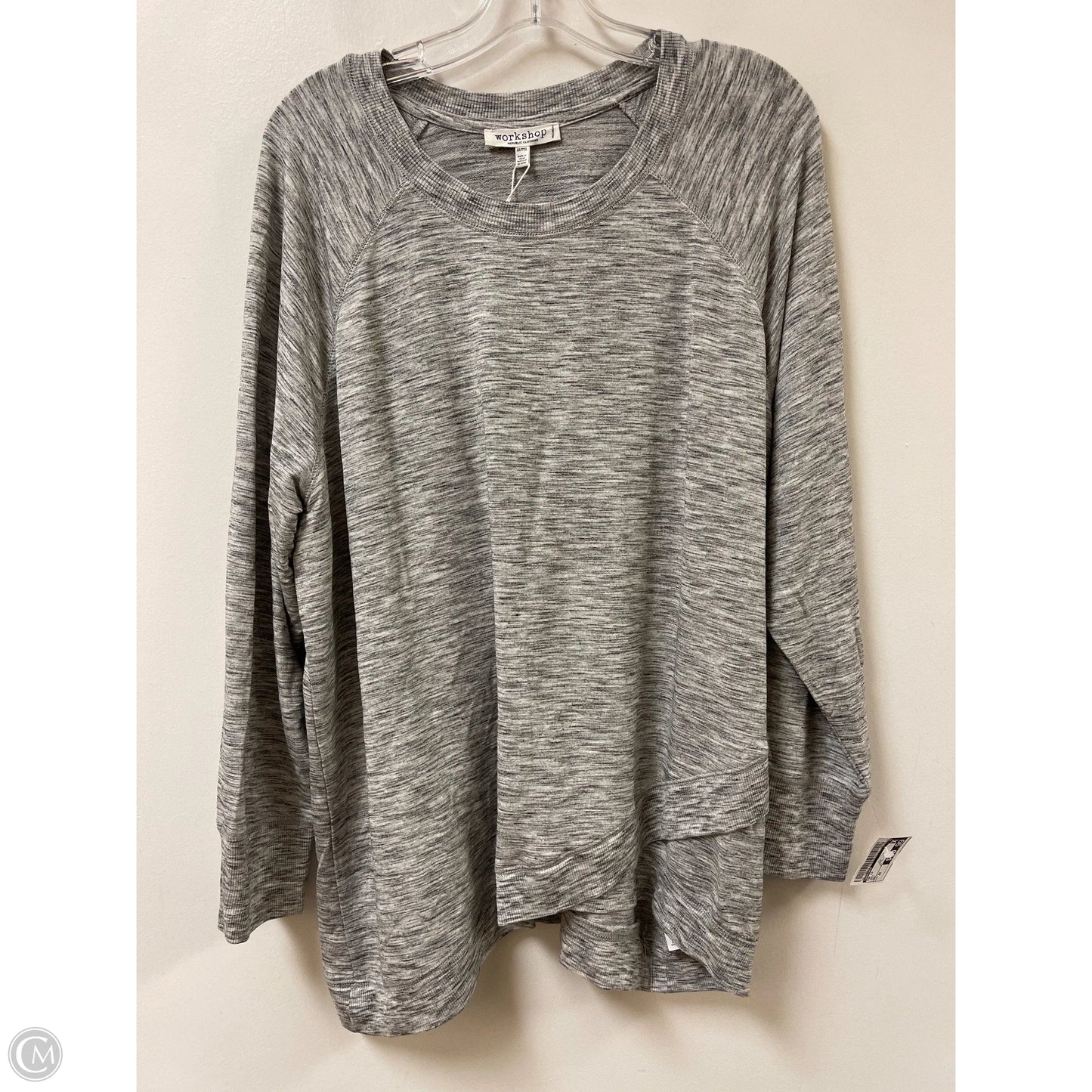 Top Long Sleeve By Workshop In Grey, Size: 2x