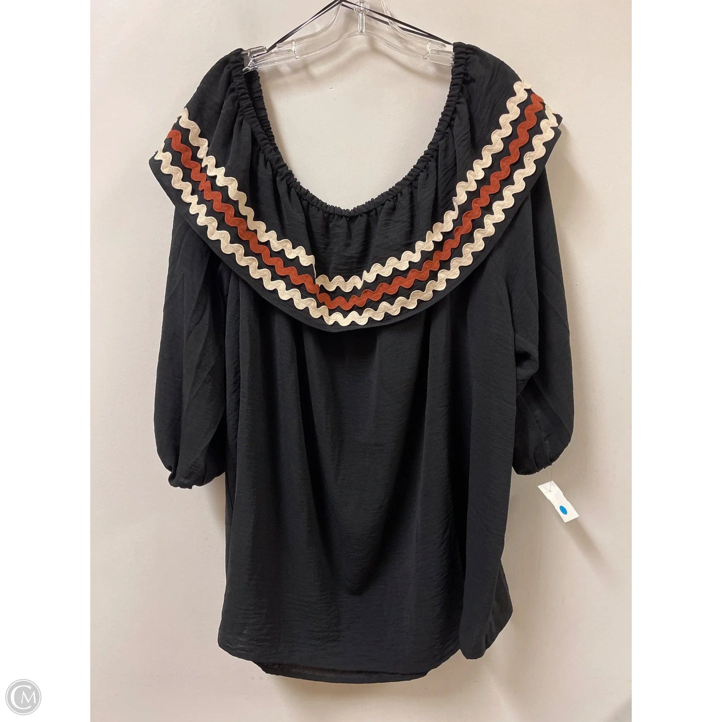 Top Short Sleeve By Cato In Black & Cream, Size: 4x