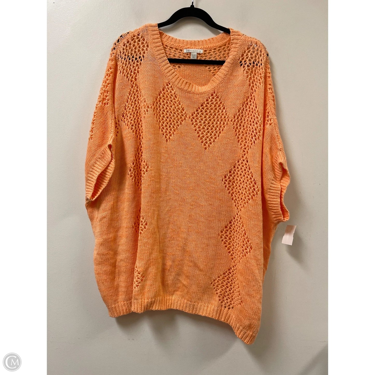 Sweater Short Sleeve By Cato In Orange, Size: 4x
