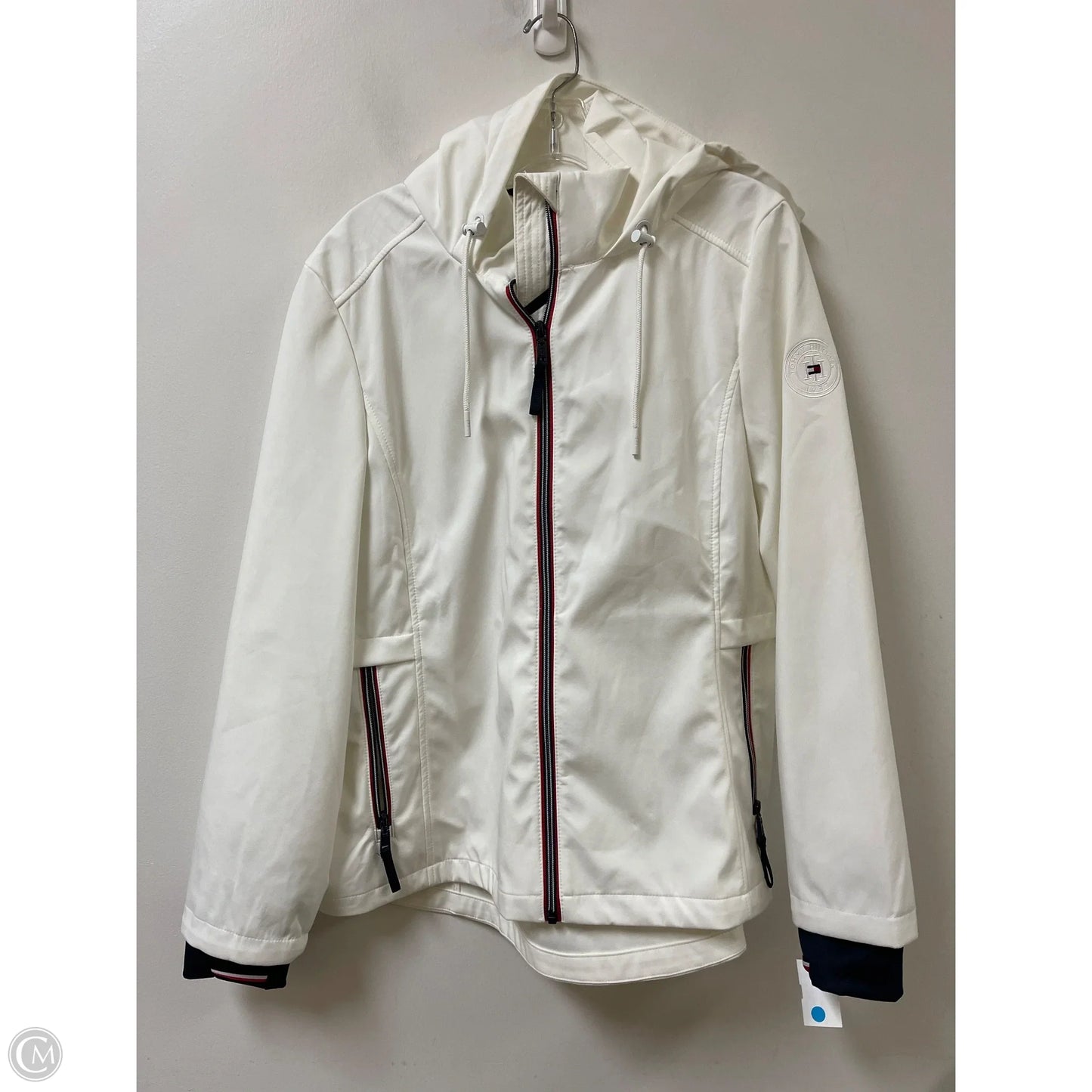 Jacket Windbreaker By Tommy Hilfiger In White, Size: L