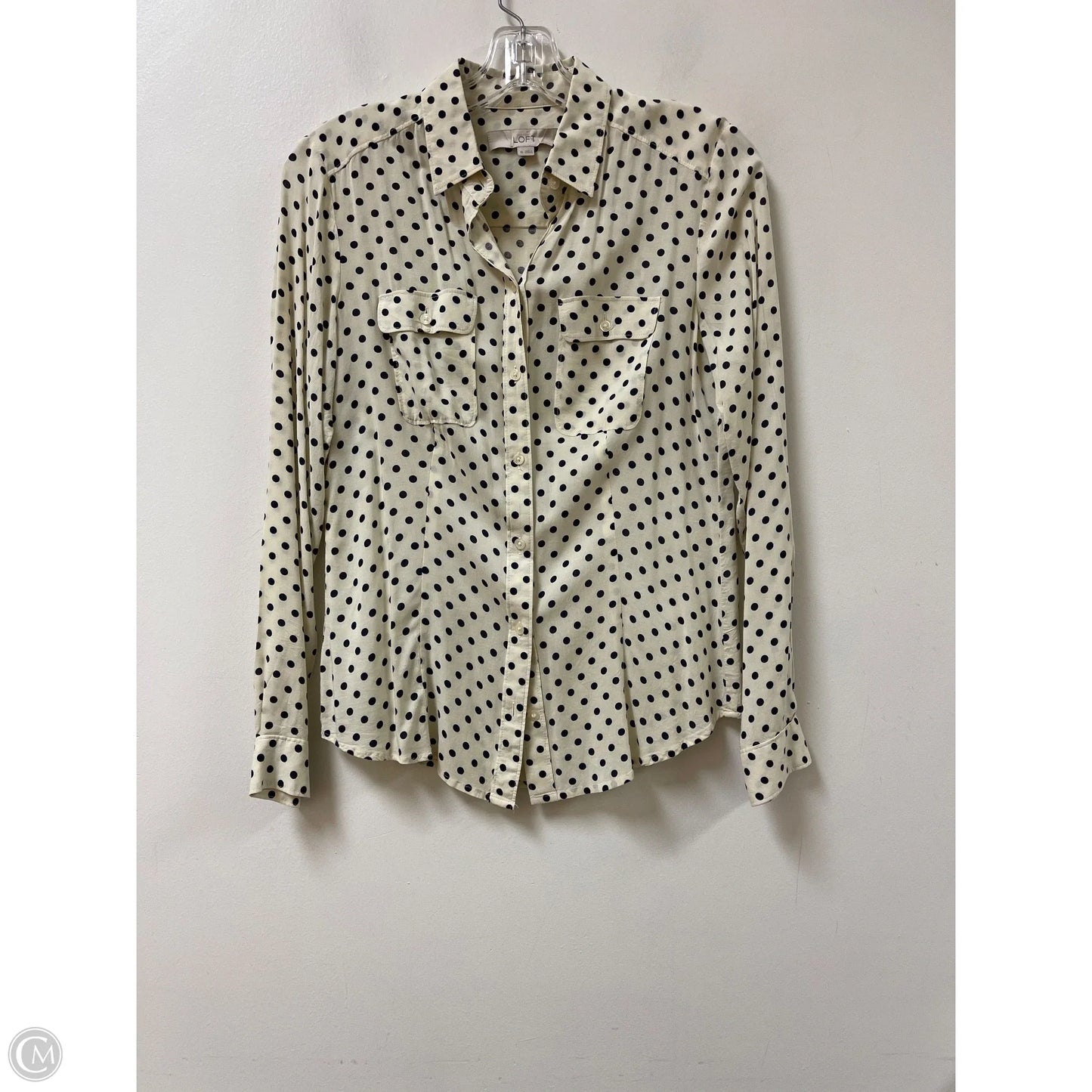 Blouse Long Sleeve By Loft In Polkadot Pattern, Size: Xs
