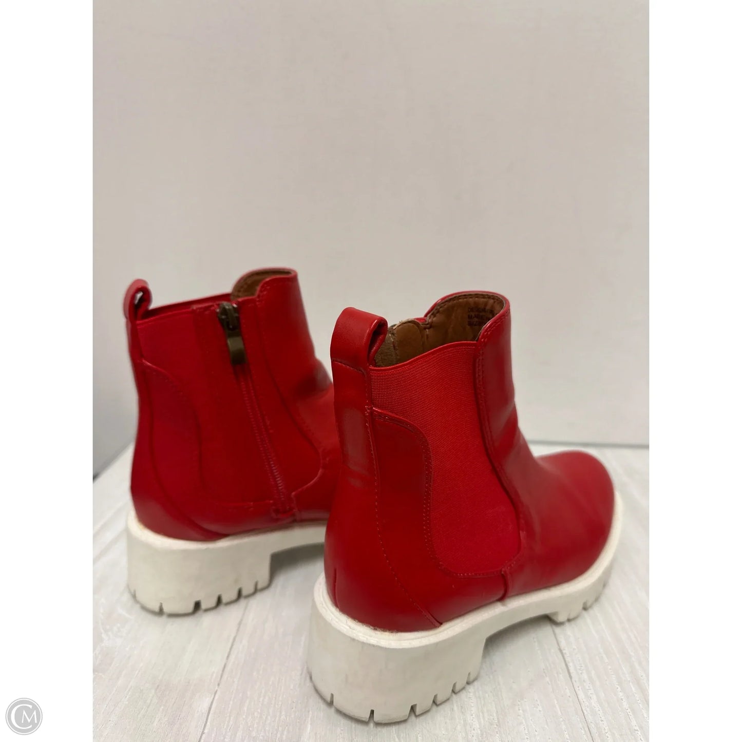 Boots Ankle Heels By Clothes Mentor In Red, Size: 6