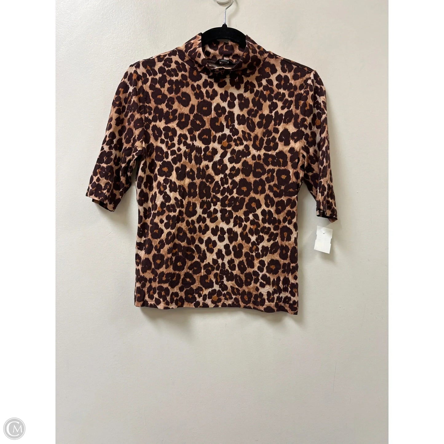 Top Short Sleeve By Ann Taylor In Animal Print, Size: M