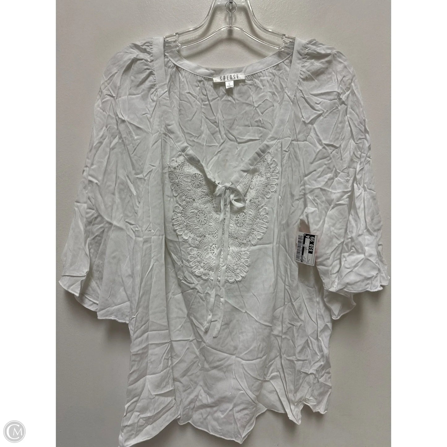Top Long Sleeve By Spense In White, Size: L