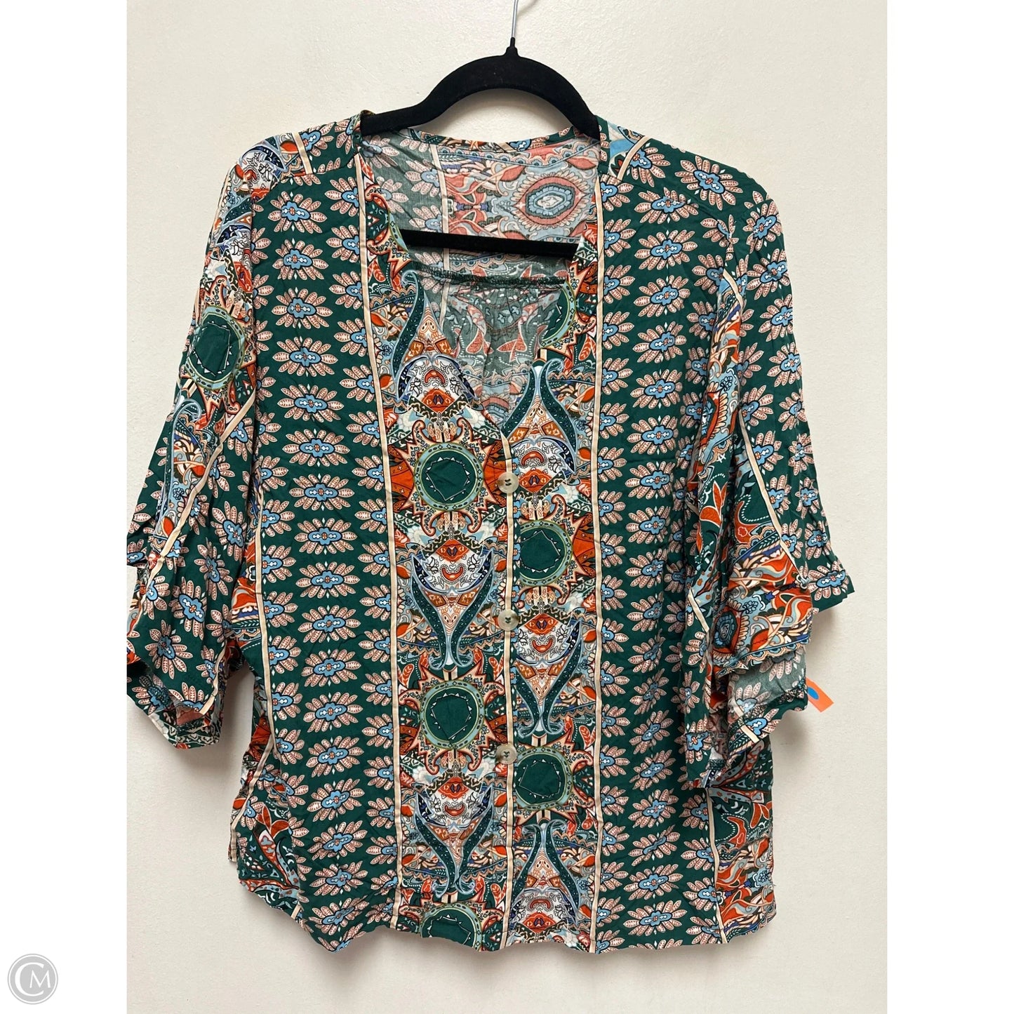Top Short Sleeve By Shein In Green, Size: L