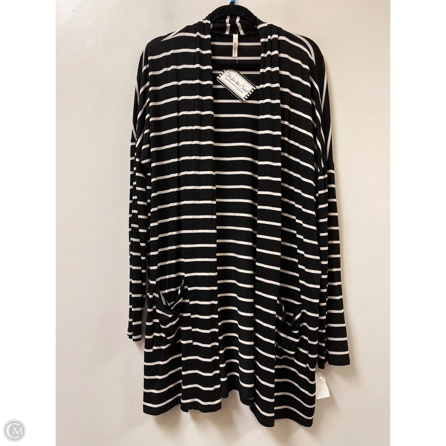 Sweater Cardigan By Clothes Mentor In Black & White, Size: Xl