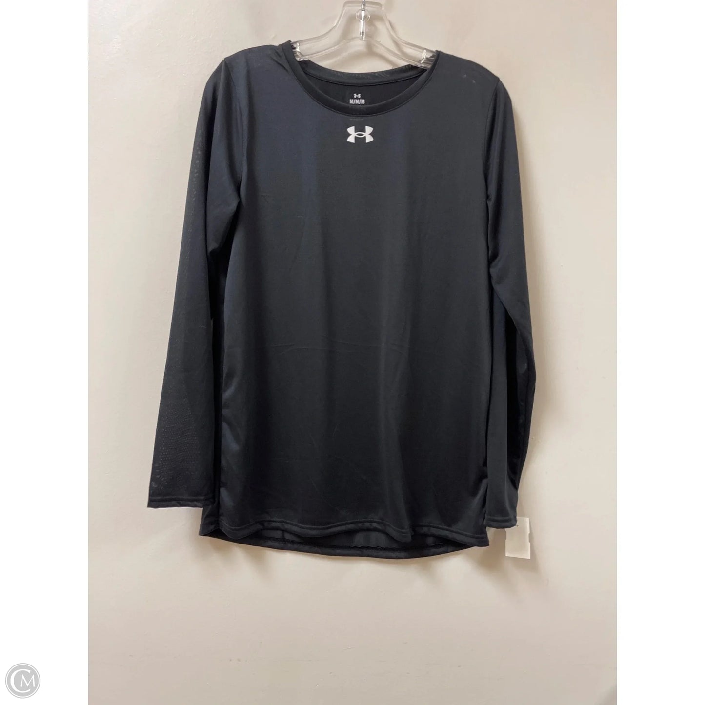 Athletic Top Long Sleeve Collar By Under Armour In Black, Size: M
