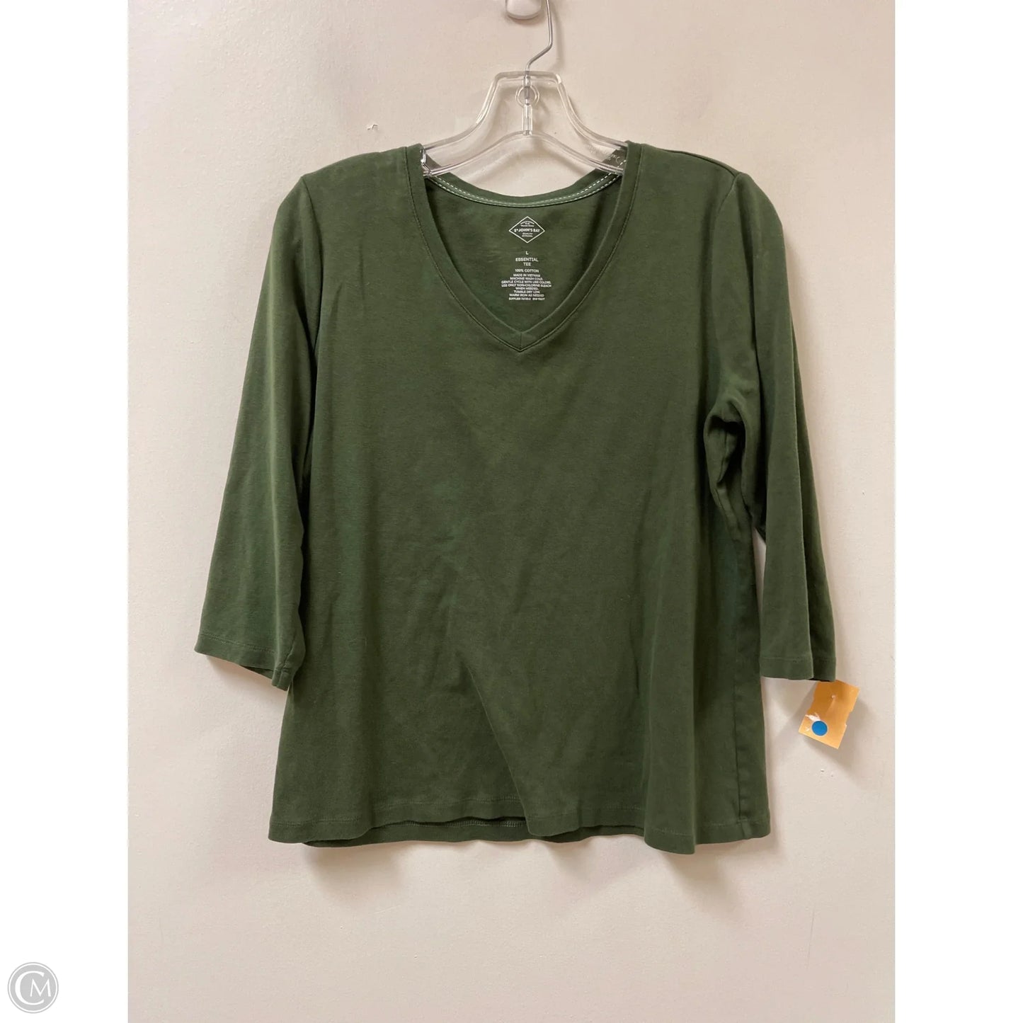Top 3/4 Sleeve By St Johns Bay In Green, Size: L
