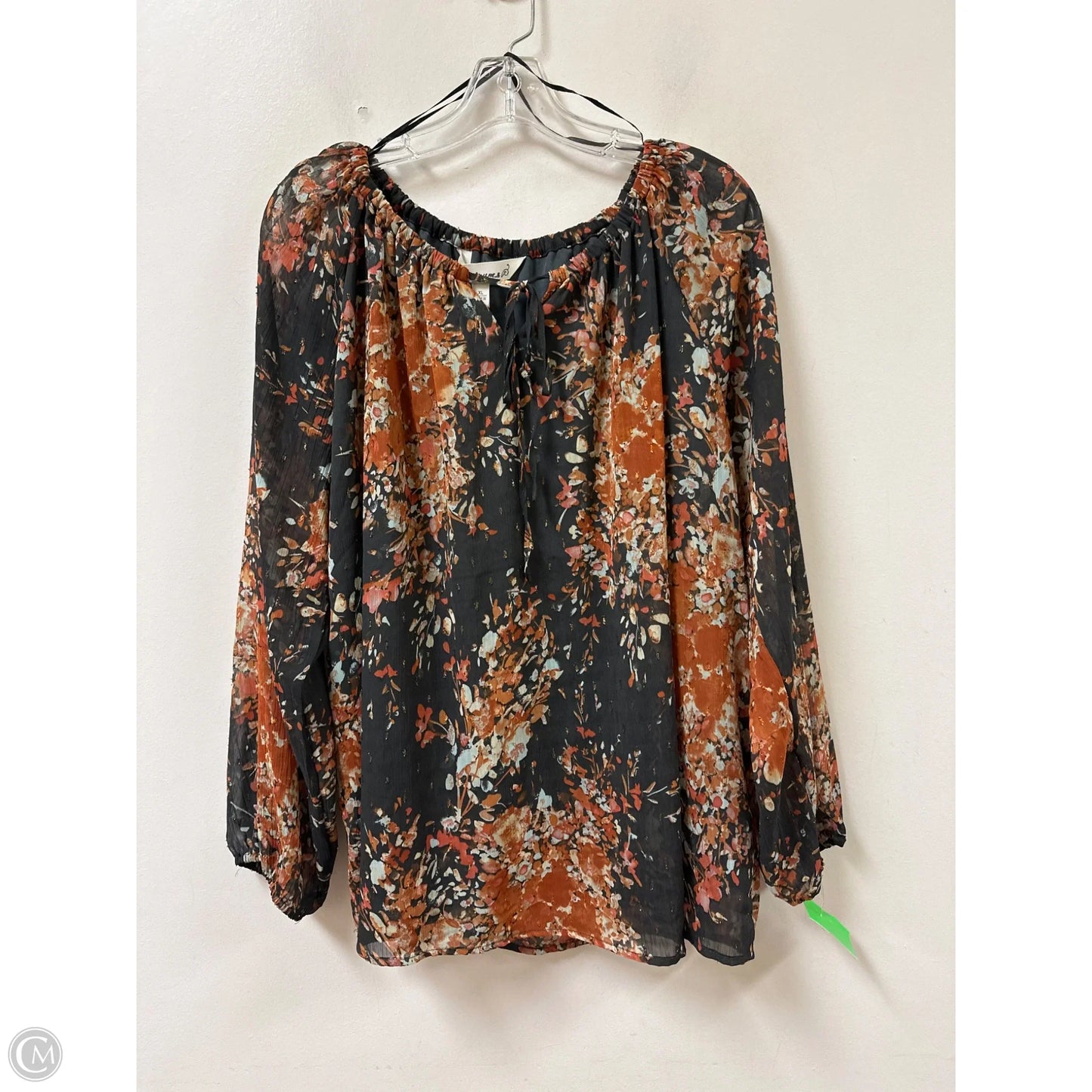Top Long Sleeve By Clothes Mentor In Grey & Orange, Size: Xl