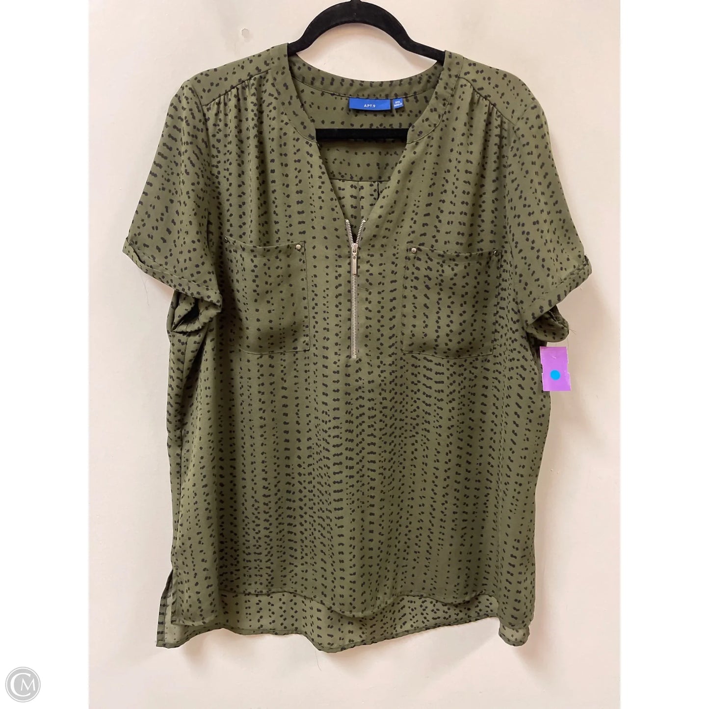 Top Short Sleeve By Apt 9 In Green, Size: 1x