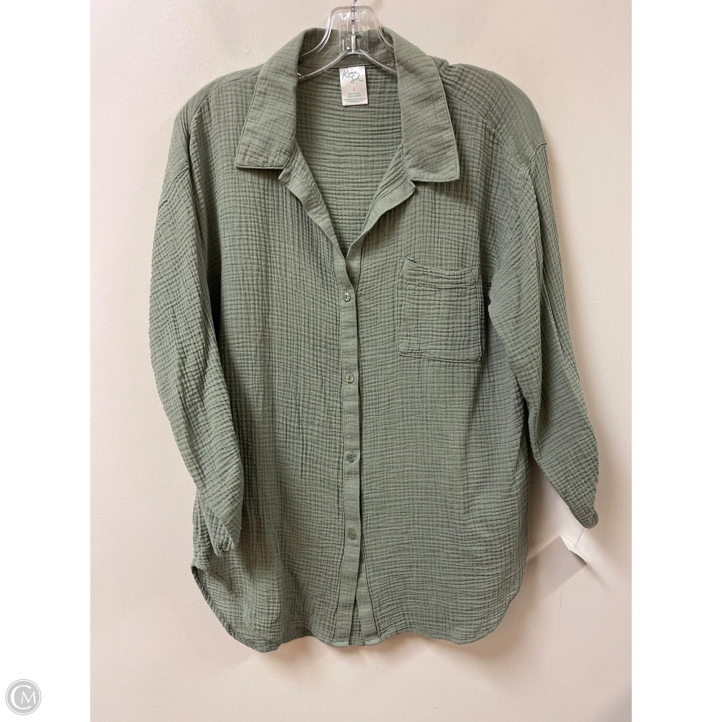 Top Long Sleeve By Kona Sol In Green, Size: S