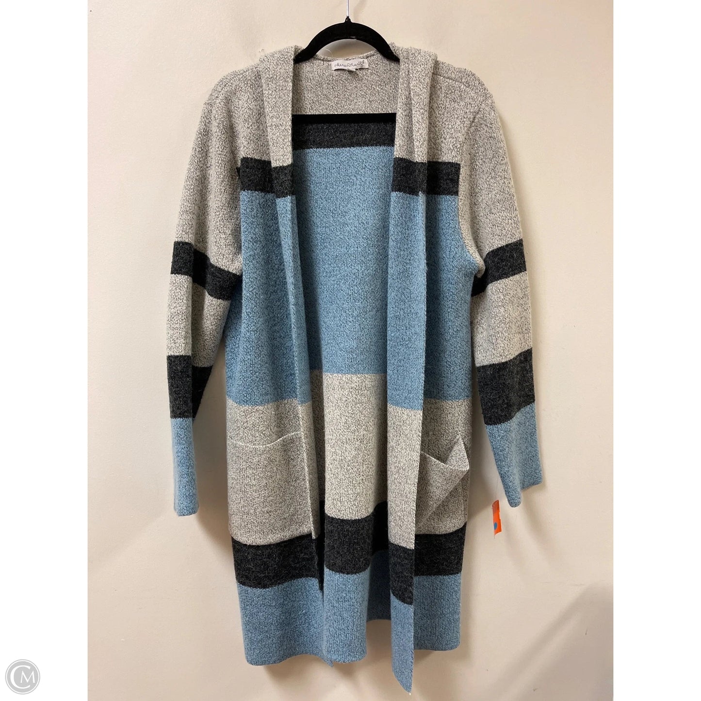 Sweater Cardigan By Keren Hart In Grey, Size: Xl