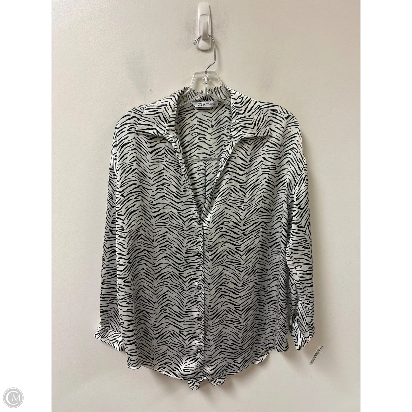 Tunic Long Sleeve By Zara In Zebra Print, Size: S