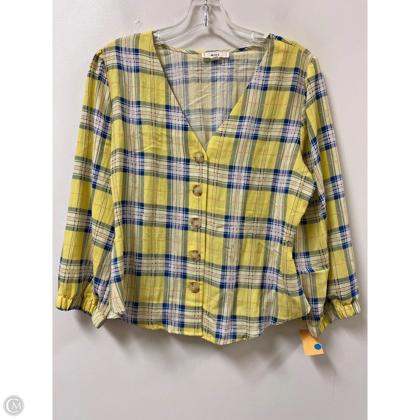 Blouse Long Sleeve By Mine In Yellow, Size: L