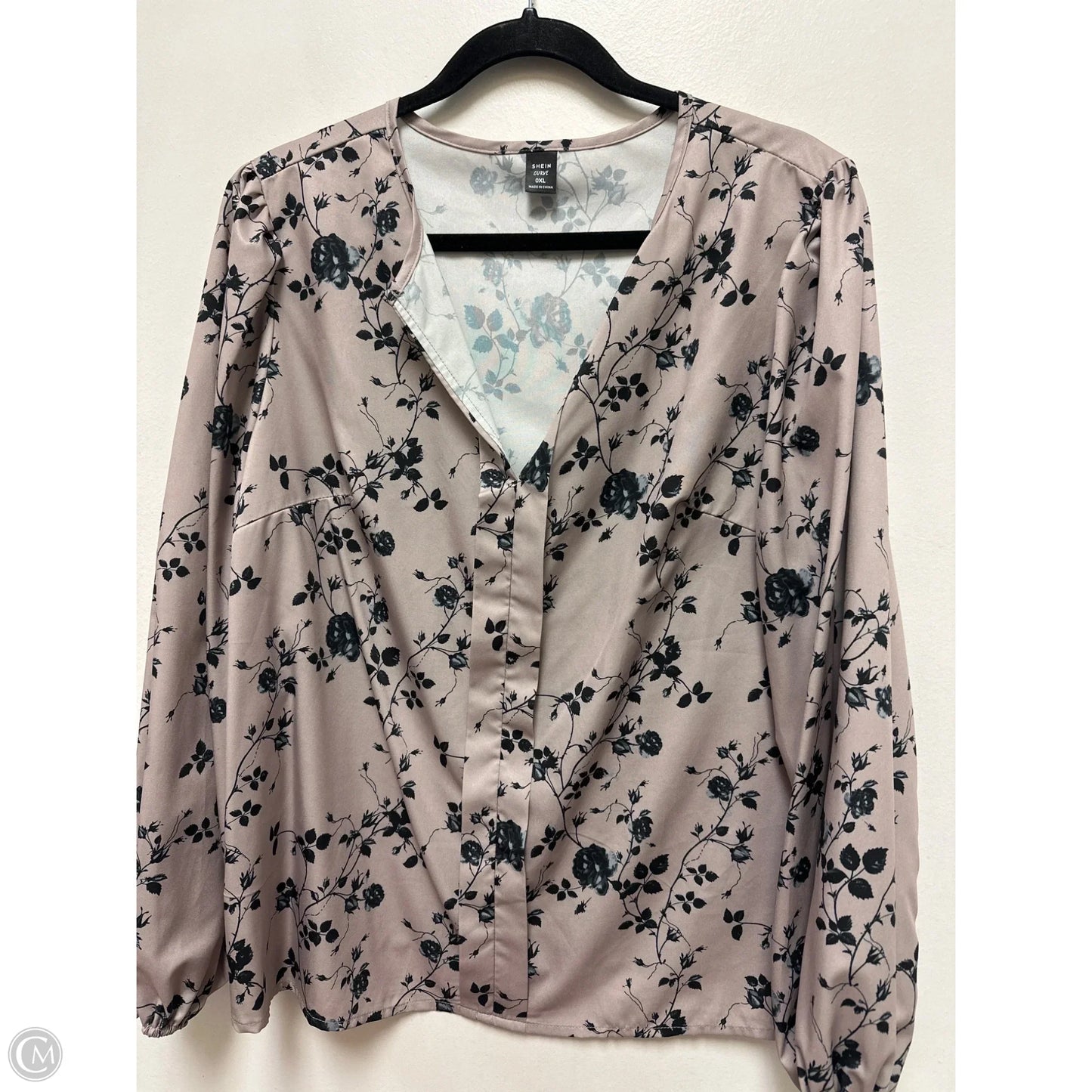 Top Long Sleeve By Shein In Floral Print, Size: Xl