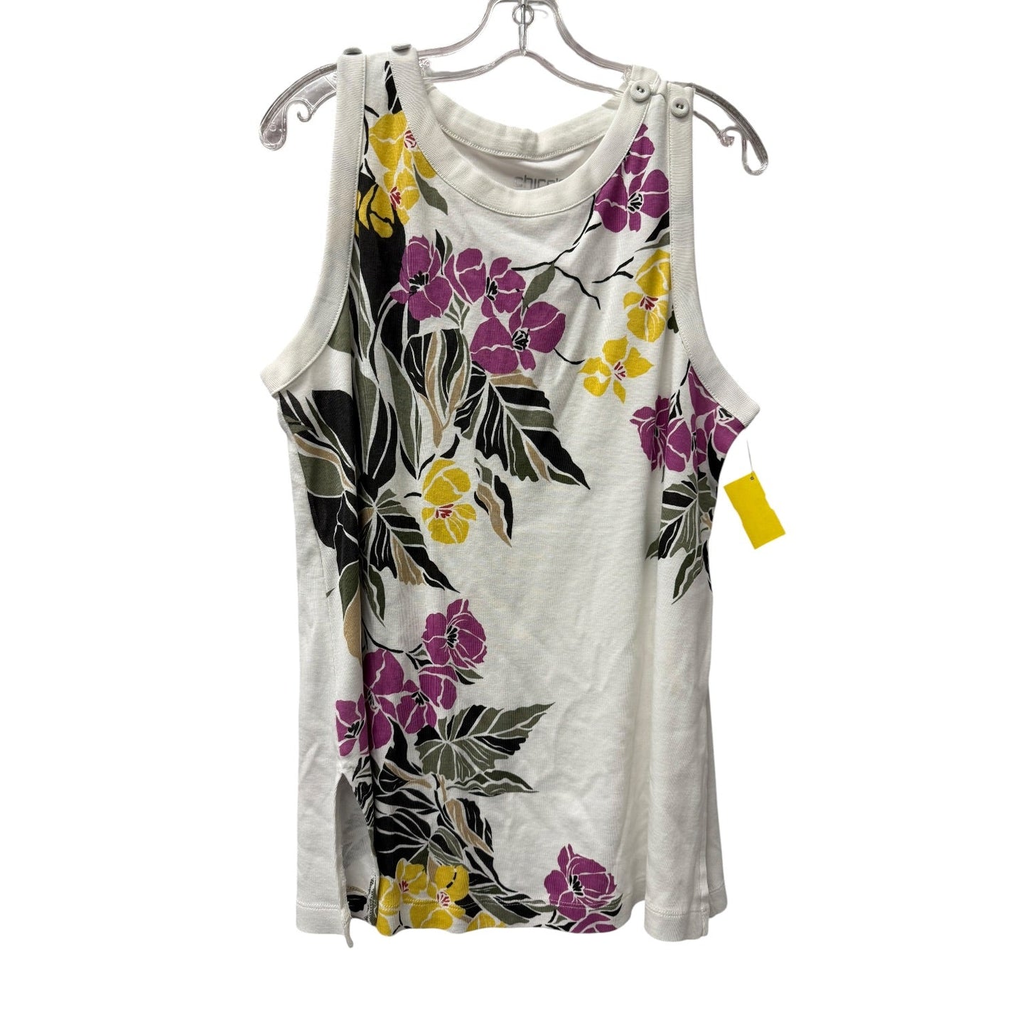 Top Sleeveless By Chicos In White, Size:L