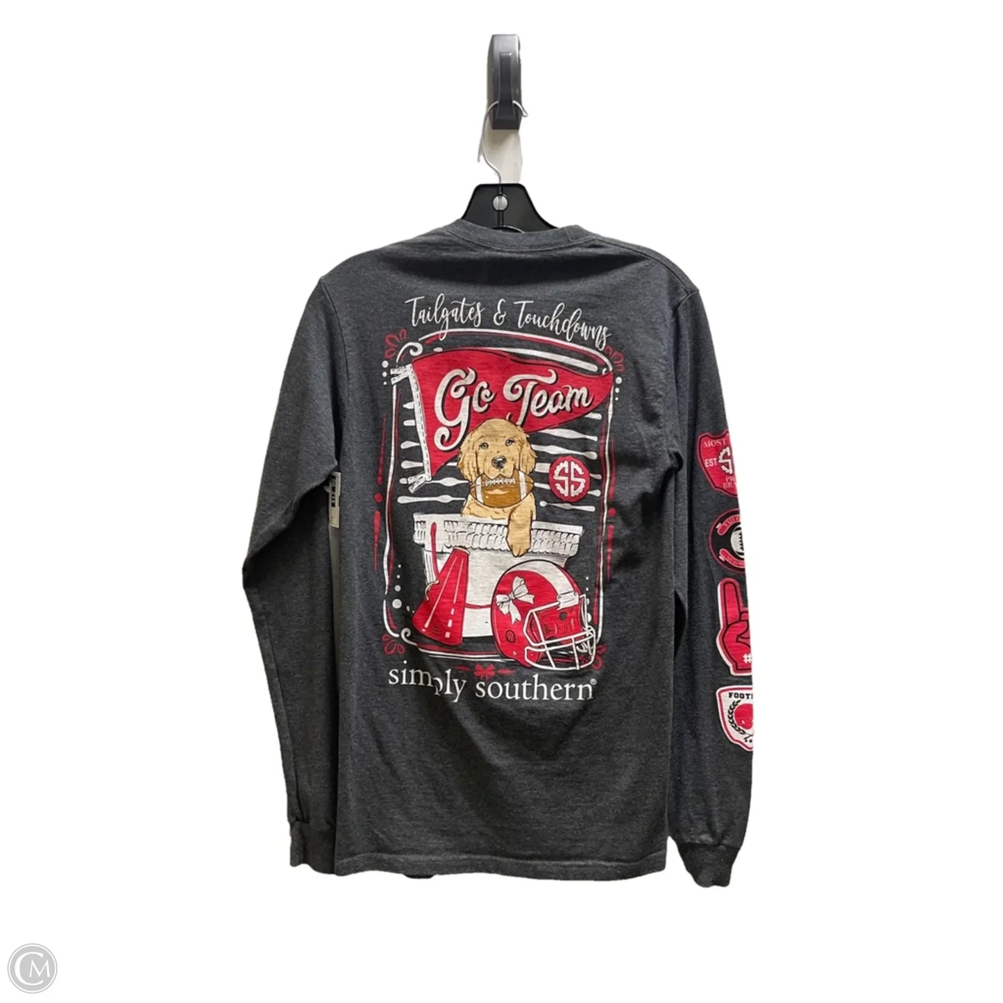 Top Long Sleeve By Simply Southern In Grey, Size: S