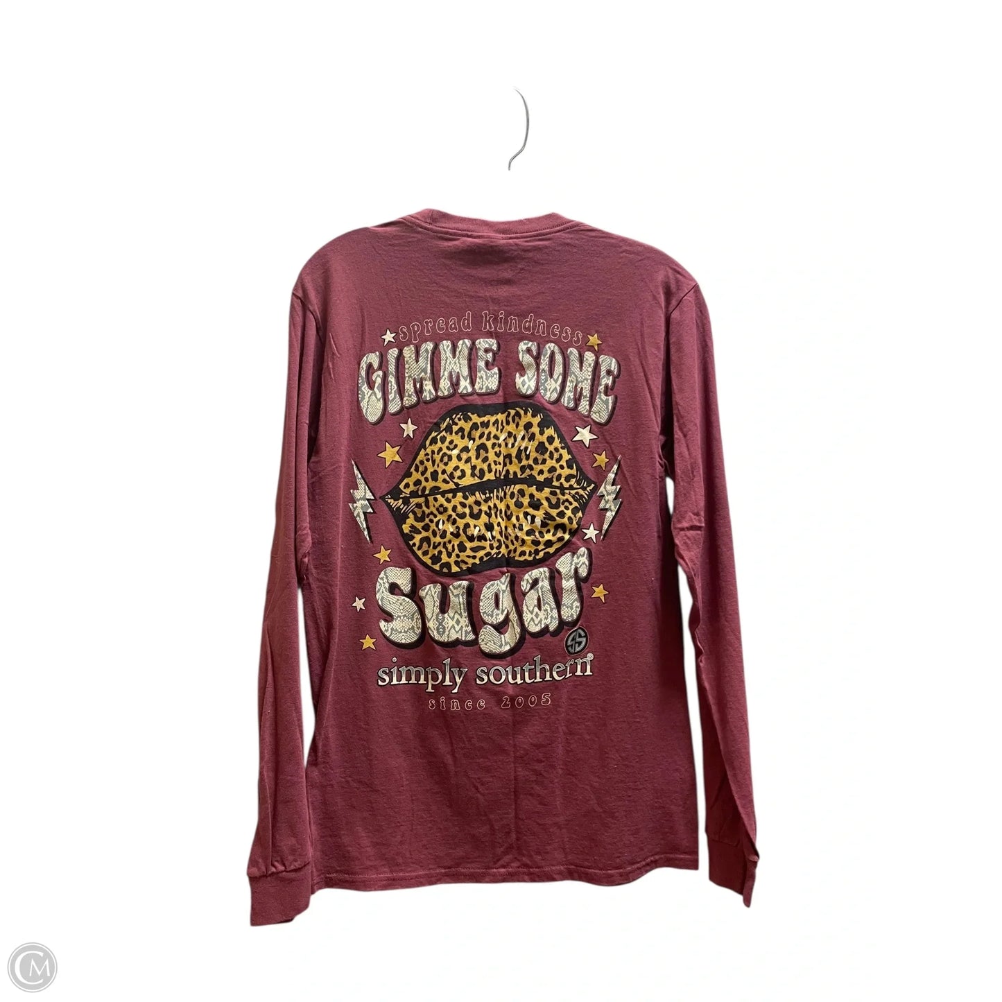 Top Long Sleeve By Simply Southern In Maroon, Size: S