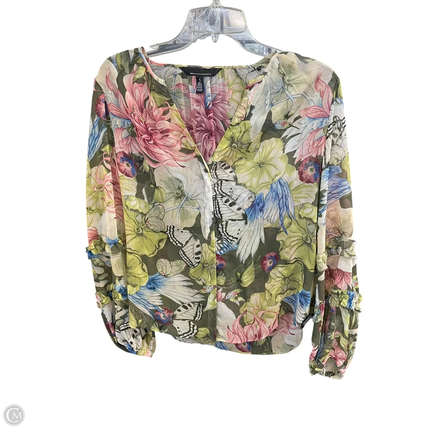 Top Long Sleeve By White House Black Market In Green, Size: S