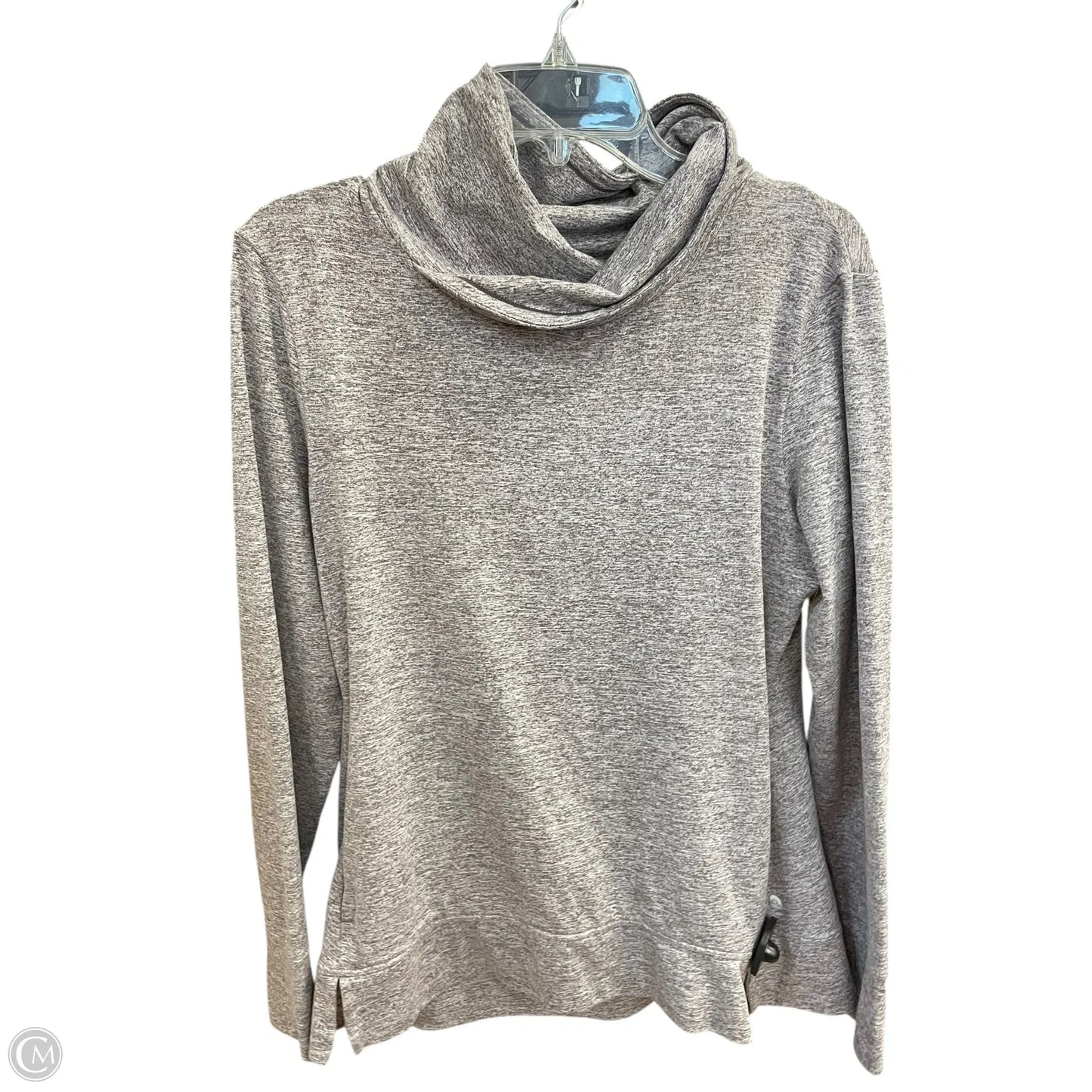 Athletic Top Long Sleeve Collar By Apana In Grey, Size: L