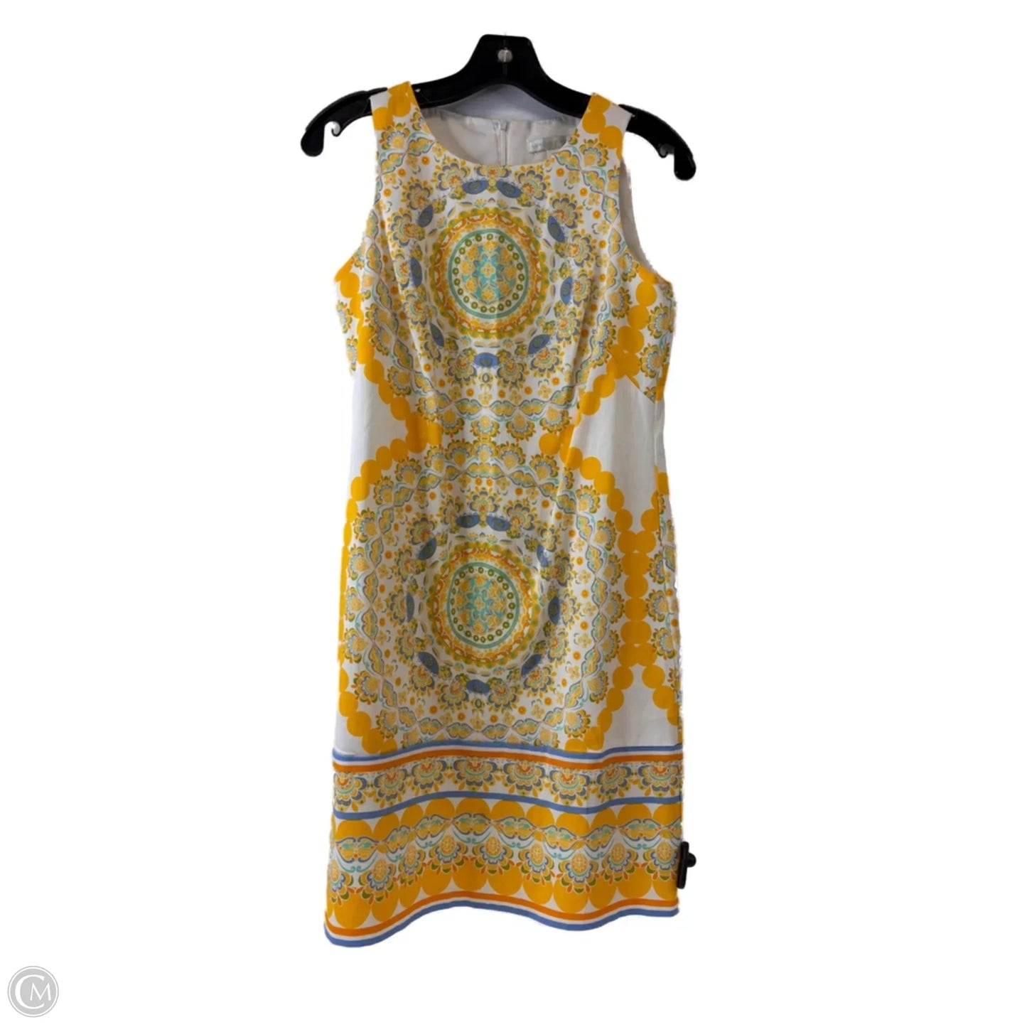 Dress Casual Short By London Times In White & Yellow, Size: S