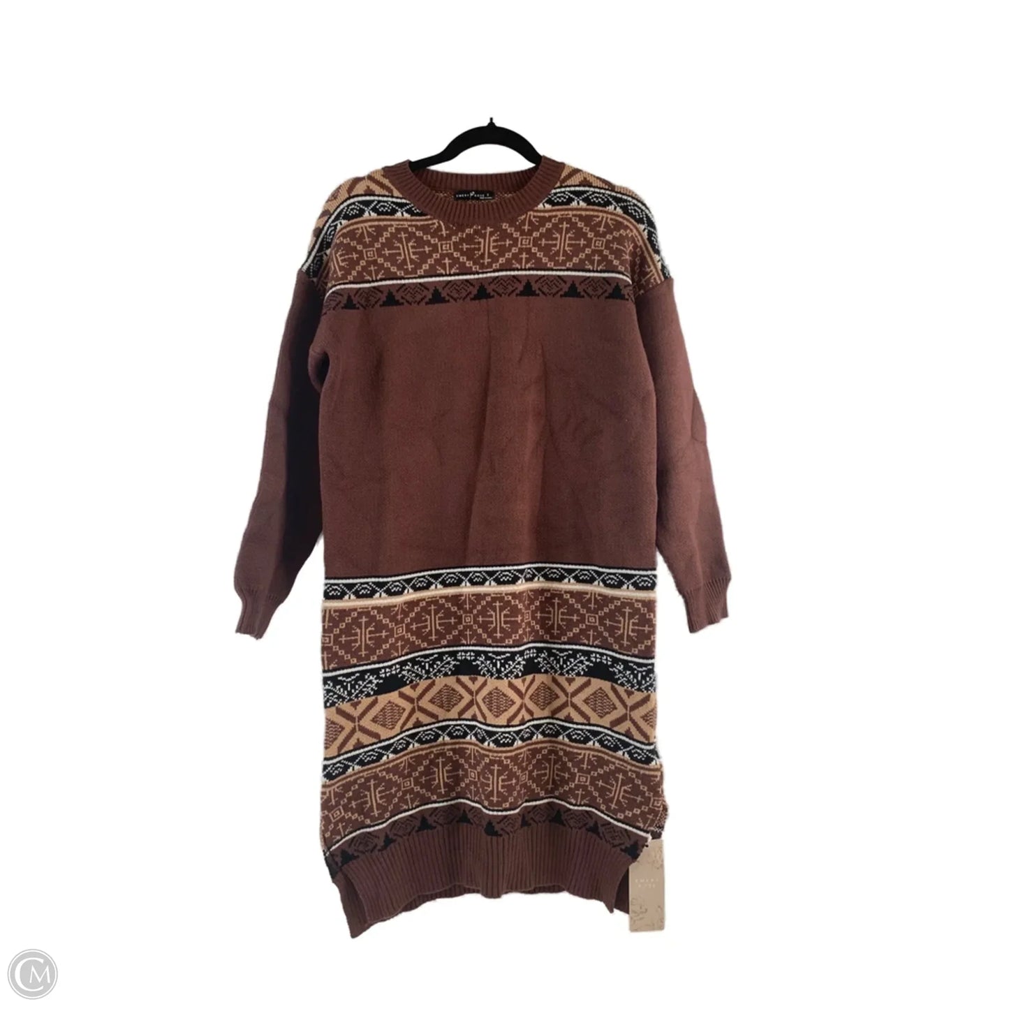 Dress Casual Midi By Clothes Mentor In Brown & Tan, Size: S