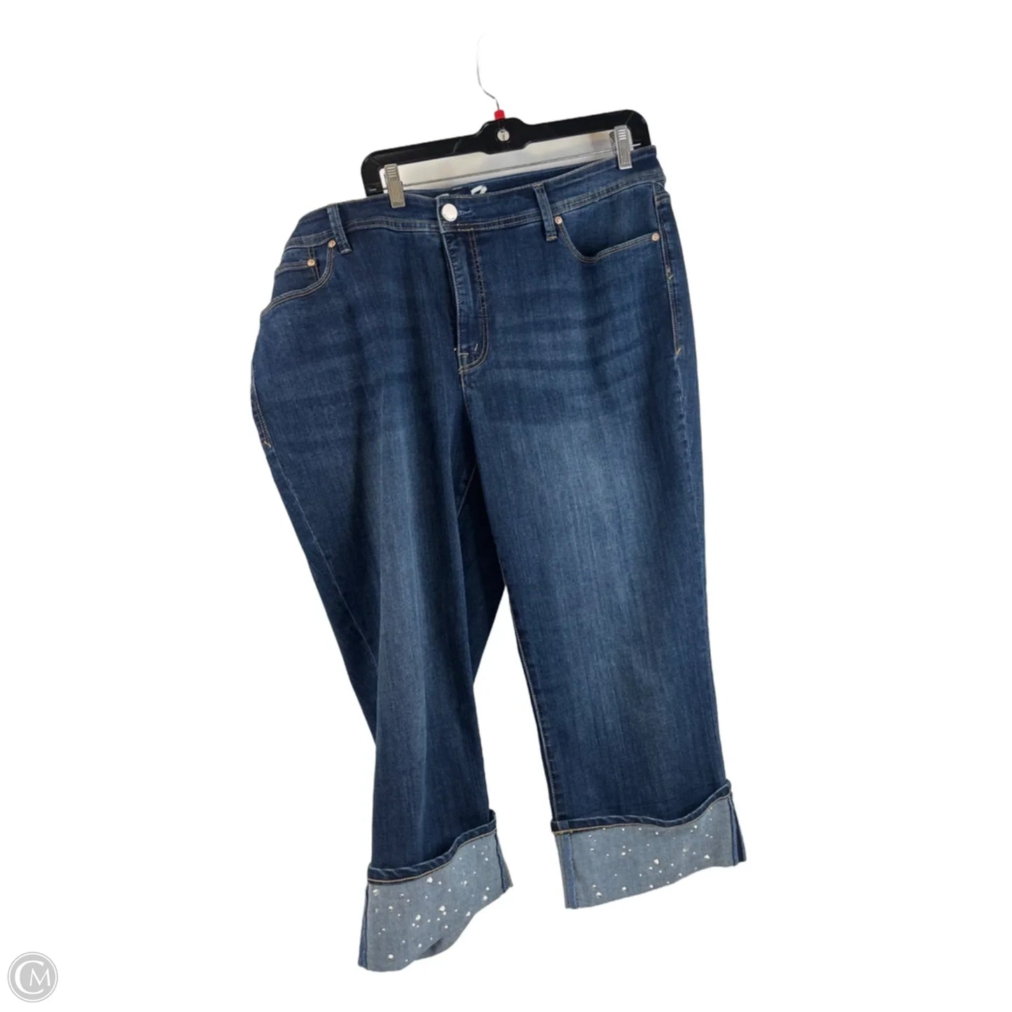 Jeans Cropped By Seven 7 In Blue Denim, Size: 18