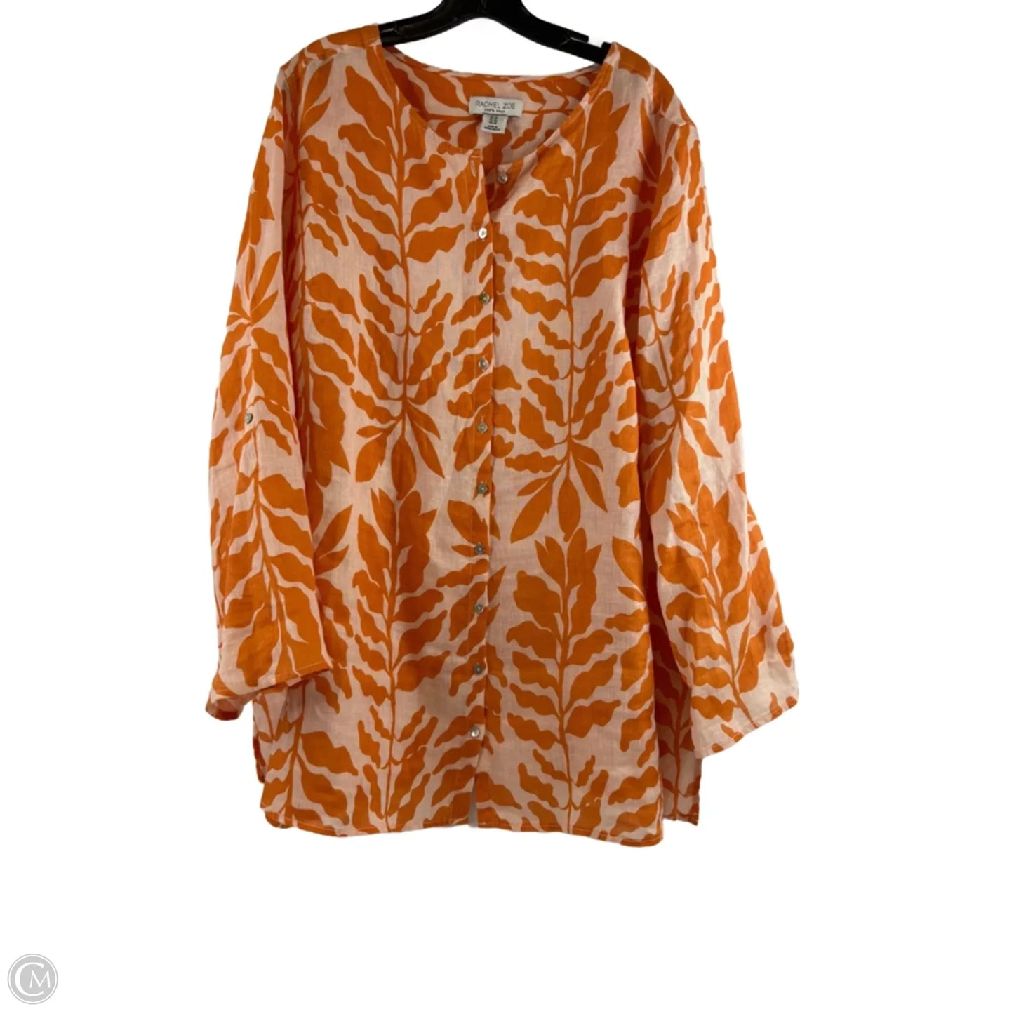 Top Long Sleeve By Rachel Zoe In Orange & Tan, Size: 1x