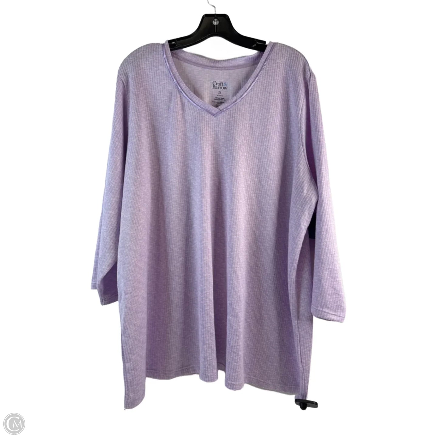 Top 3/4 Sleeve Basic By Croft And Barrow In Purple, Size: 2x