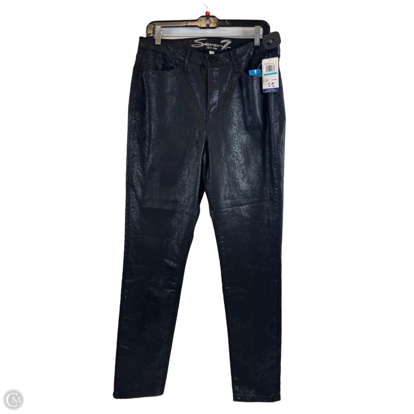 Jeans Skinny By Seven 7 In Black & Blue, Size: 12